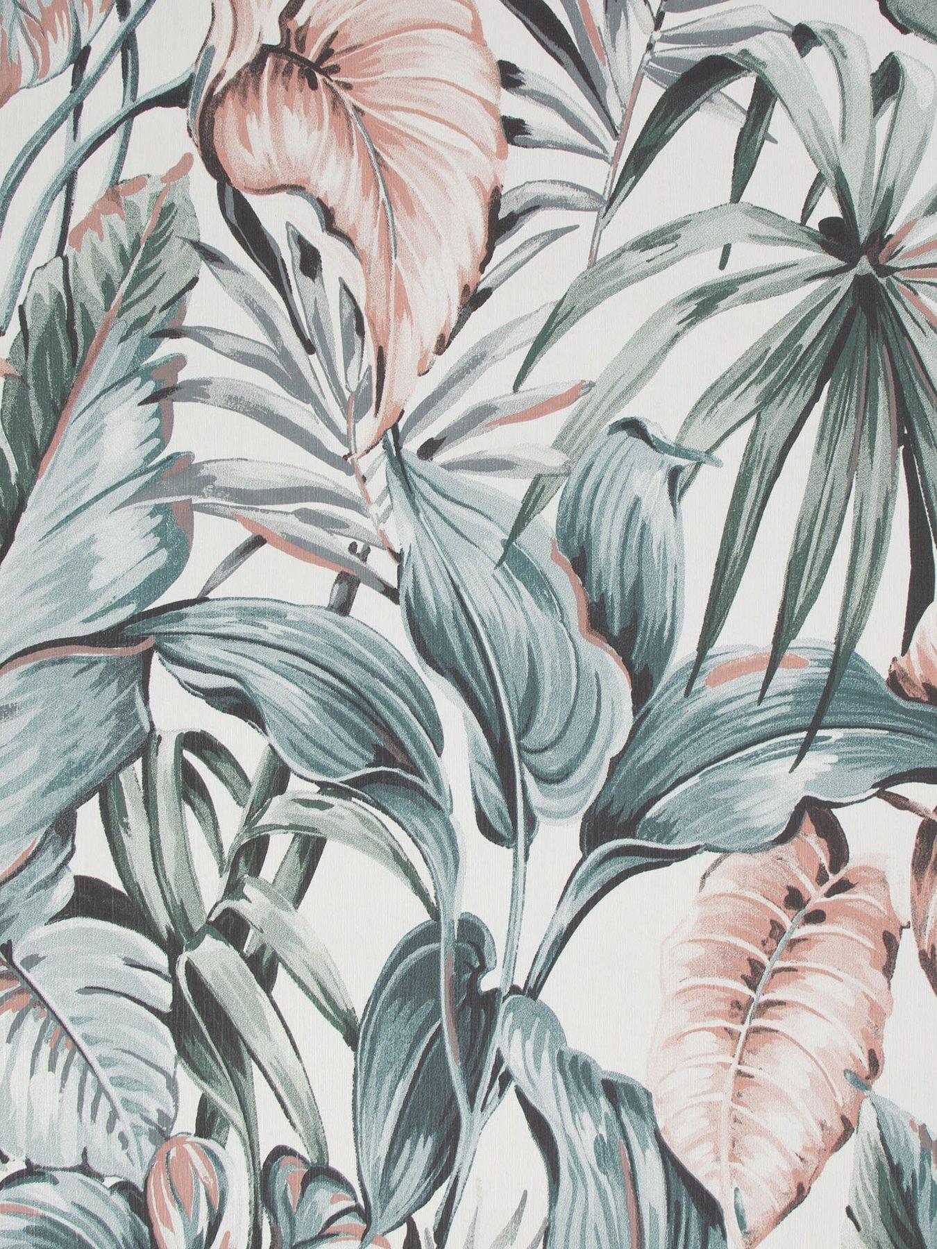  image of sublime-leaves-exotique-light-greypink-wallpaper