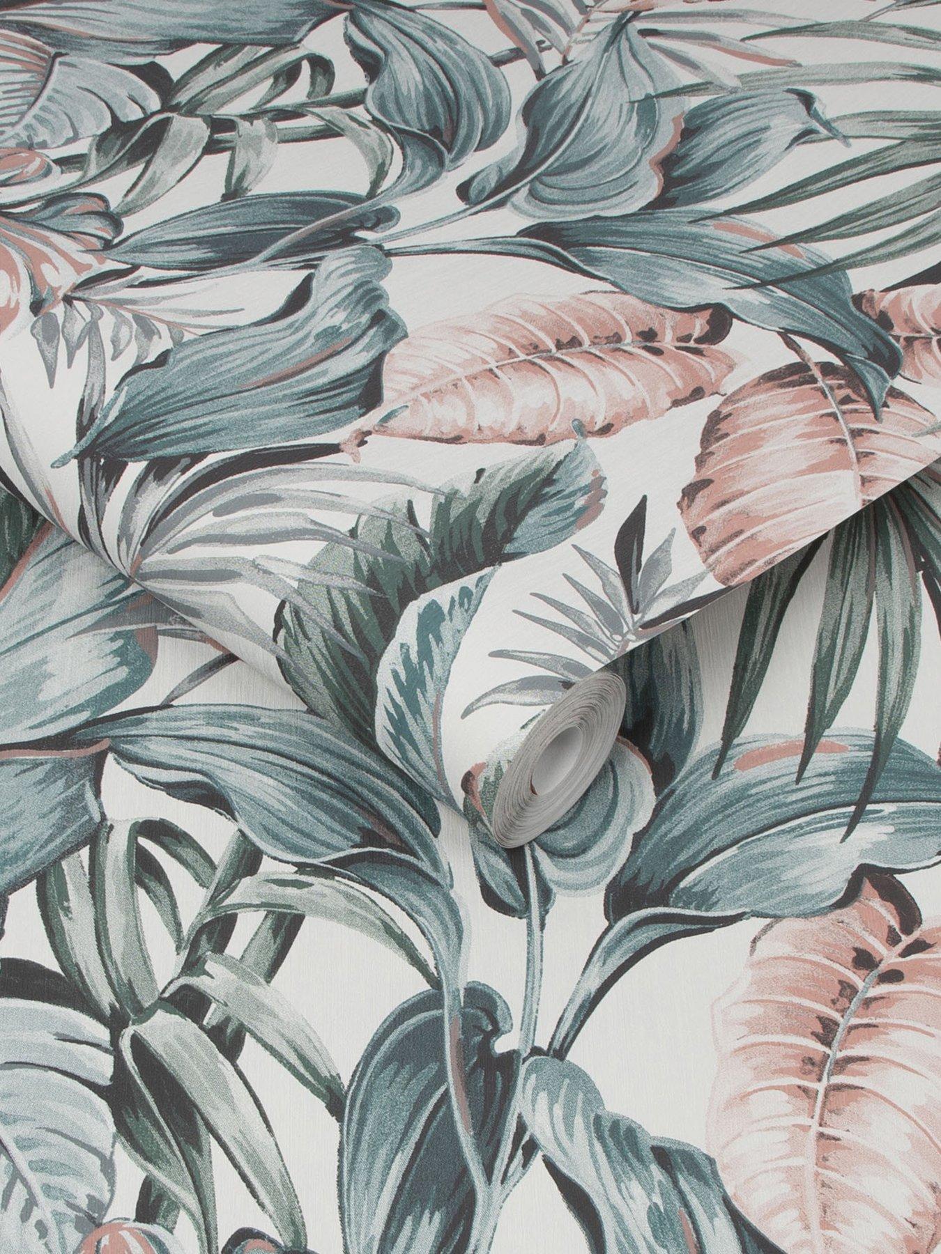  image of sublime-leaves-exotique-light-greypink-wallpaper