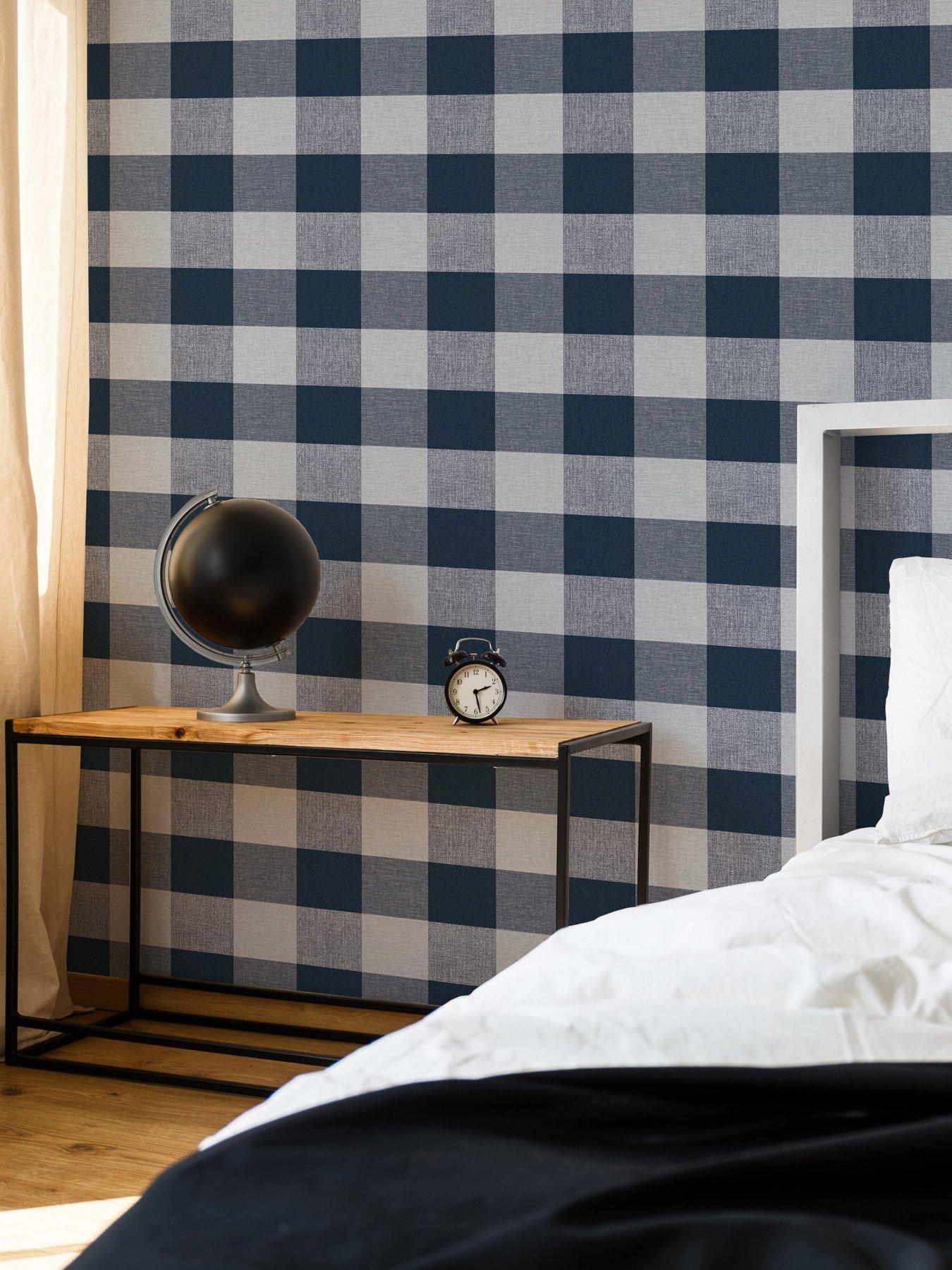Superfresco Glamorous Check - Navy Wallpaper