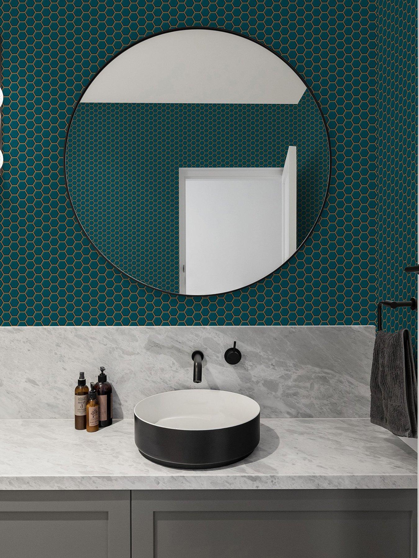 contour-hexagon-lattice-teal-wallpaper