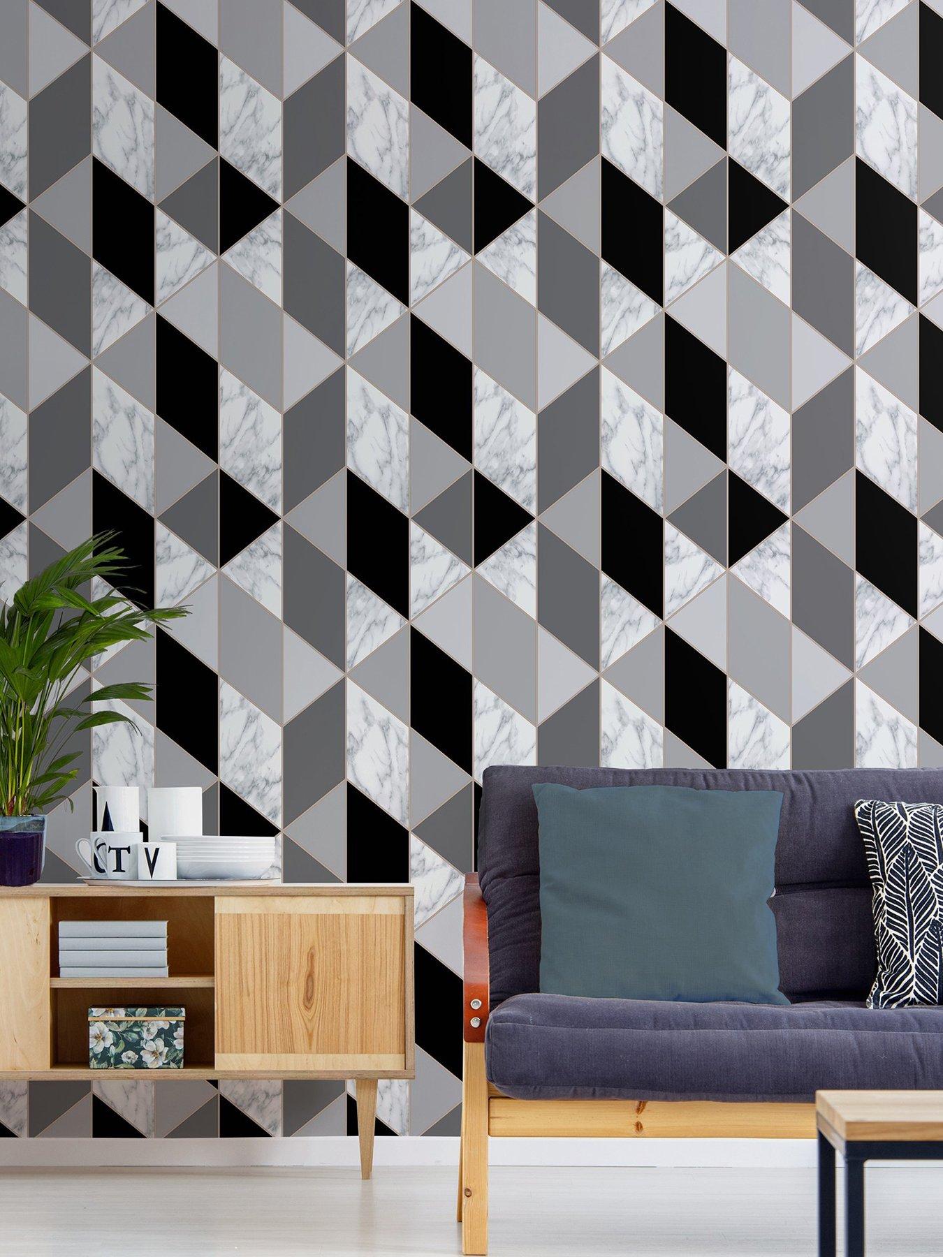  image of sublime-marble-geo-charcoal-wallpaper
