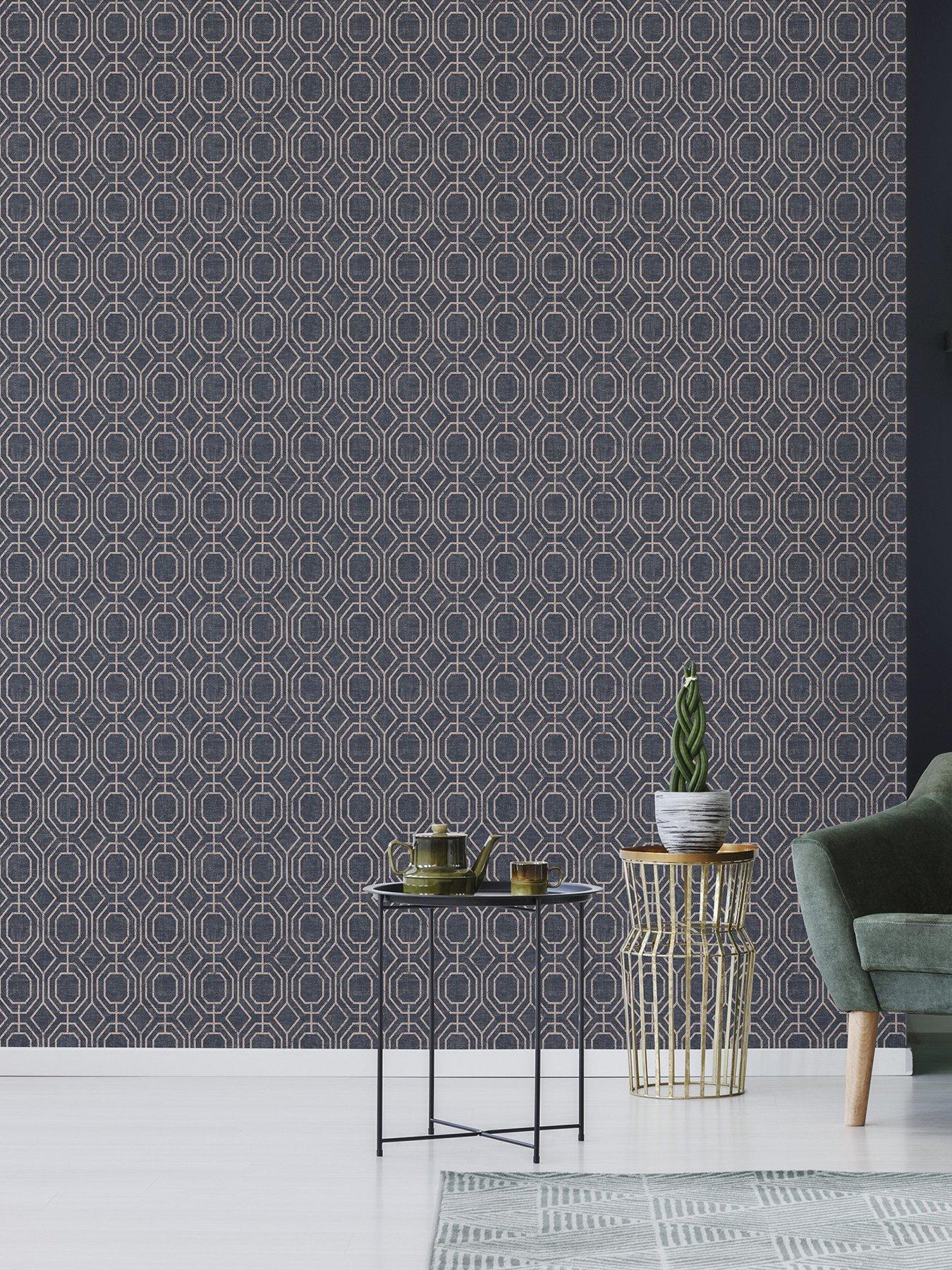 Image 1 of 1 of Superfresco Easy Luxe Geo - Navy Wallpaper