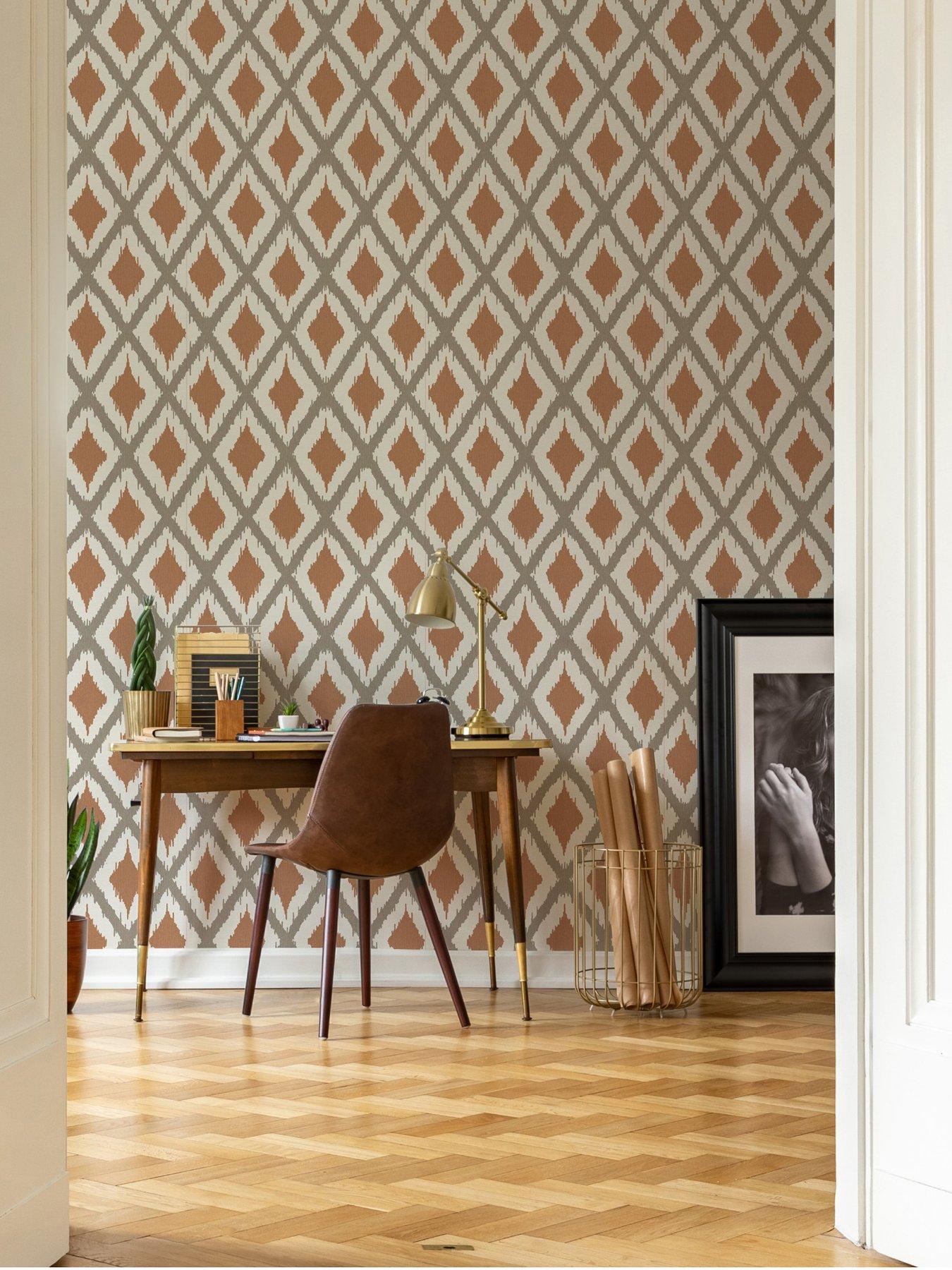 Image 1 of 3 of Fresco Ikat - Rust Wallpaper