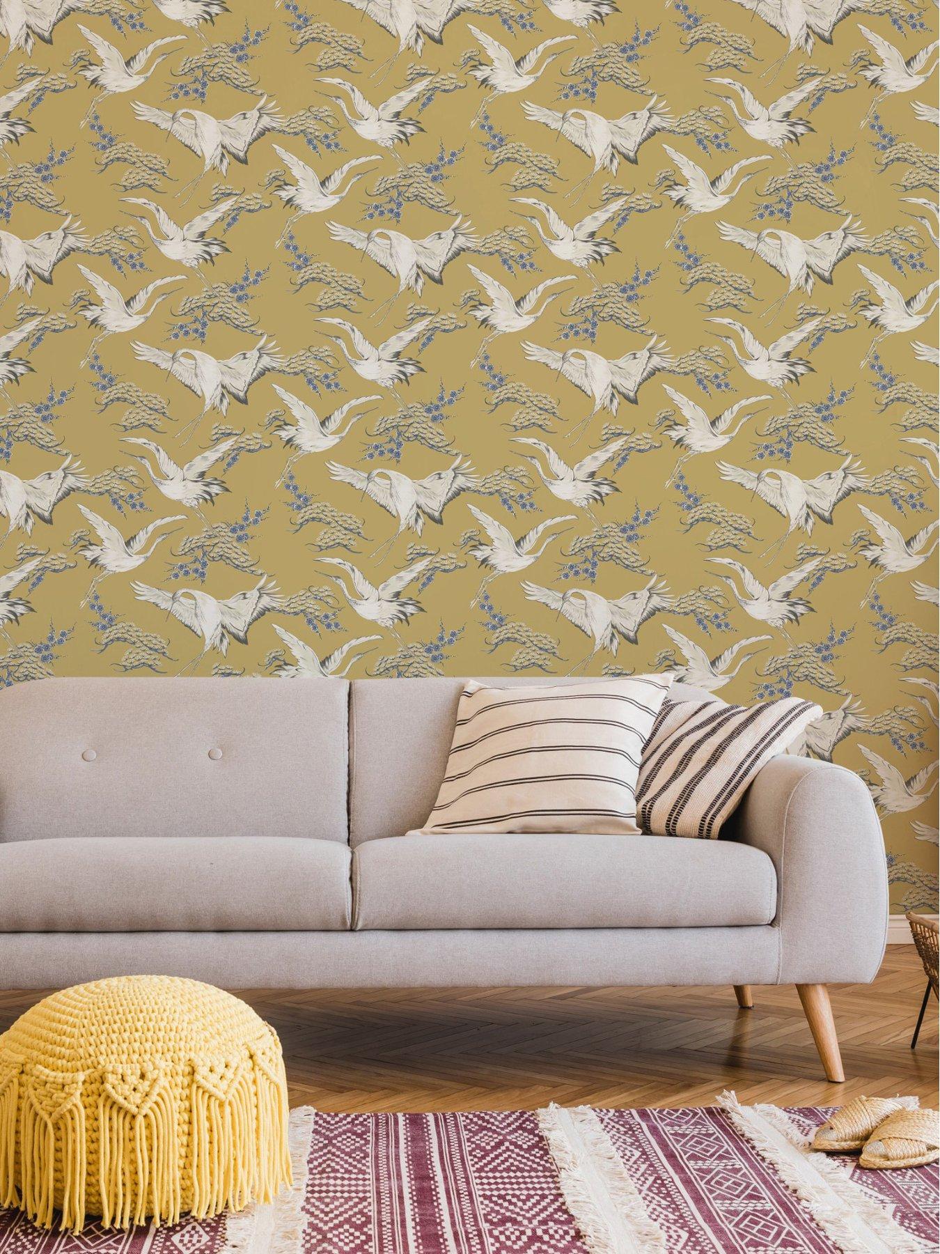 superfresco-easy-cranes--ochre-wallpaper