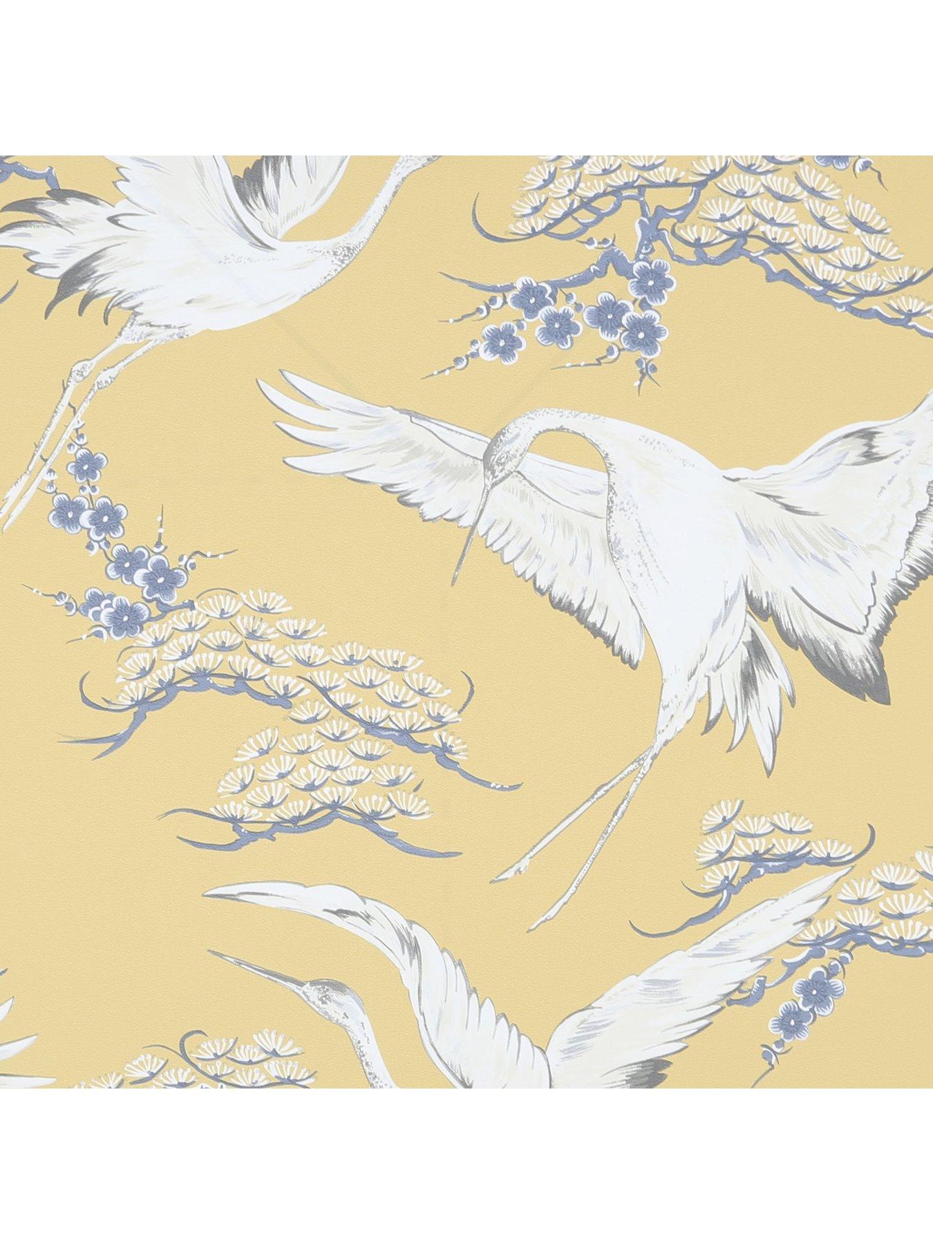  image of superfresco-easy-cranes--ochre-wallpaper