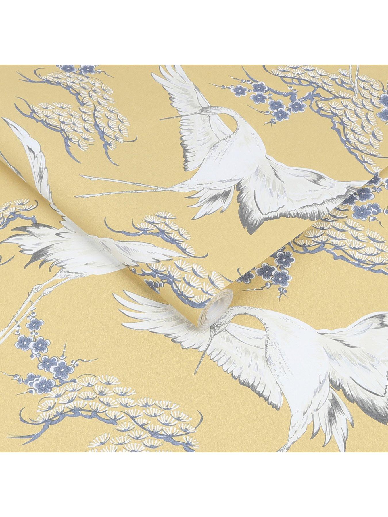  image of superfresco-easy-cranes--ochre-wallpaper