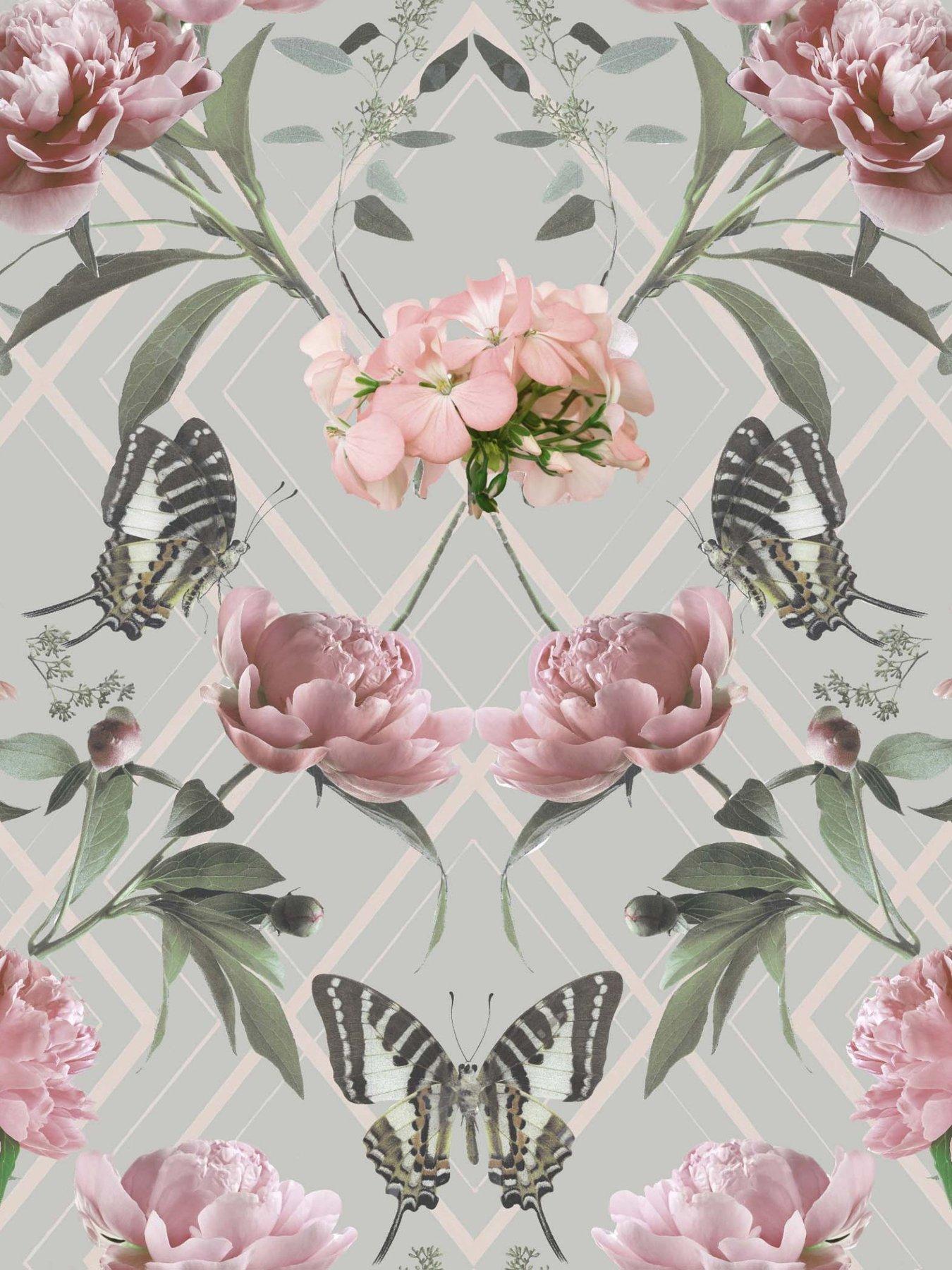  image of sublime-botanical-trellis-greypink-wallpaper