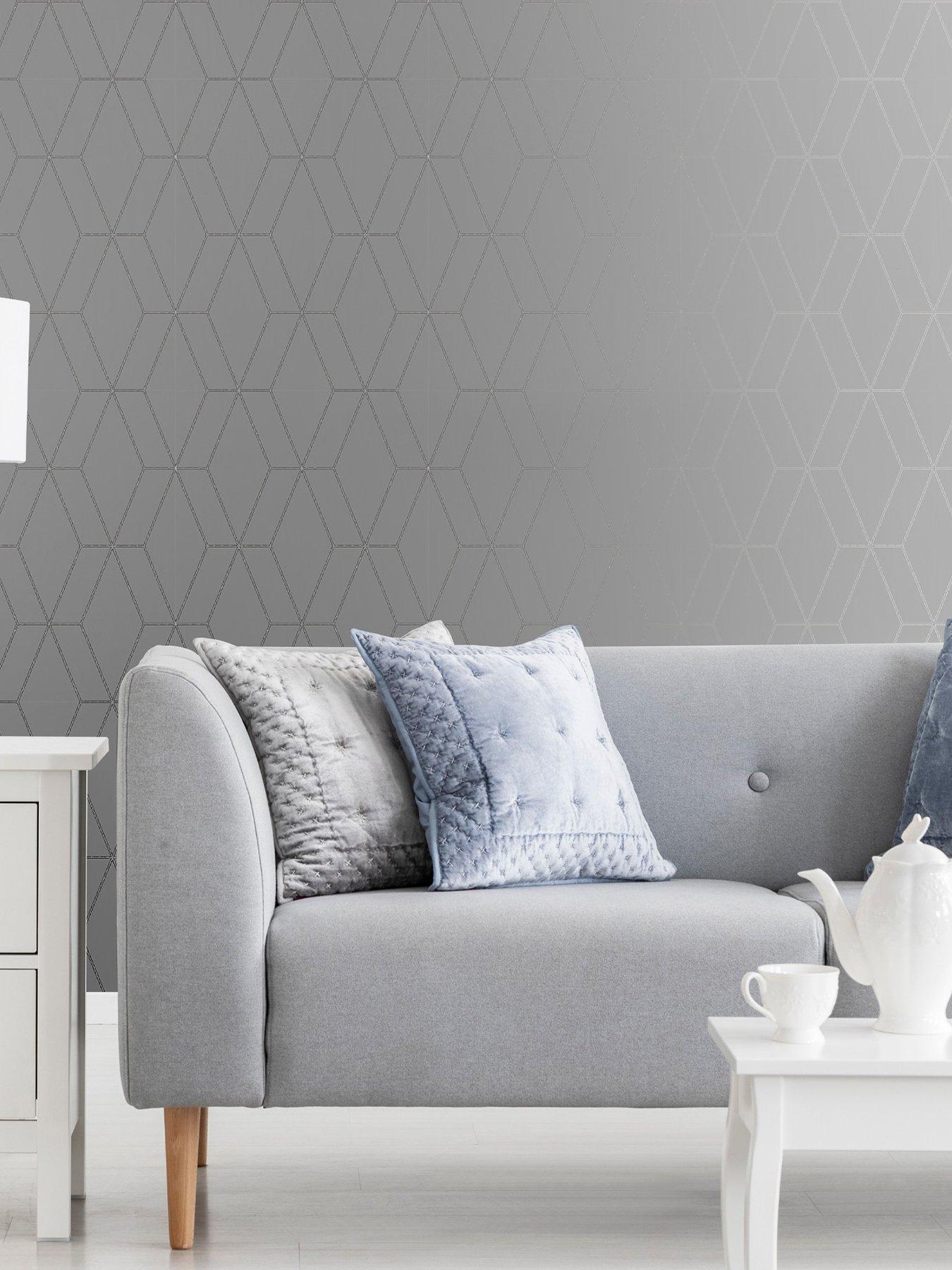 undefined Diamond Geo - Grey / Silver Wallpaper