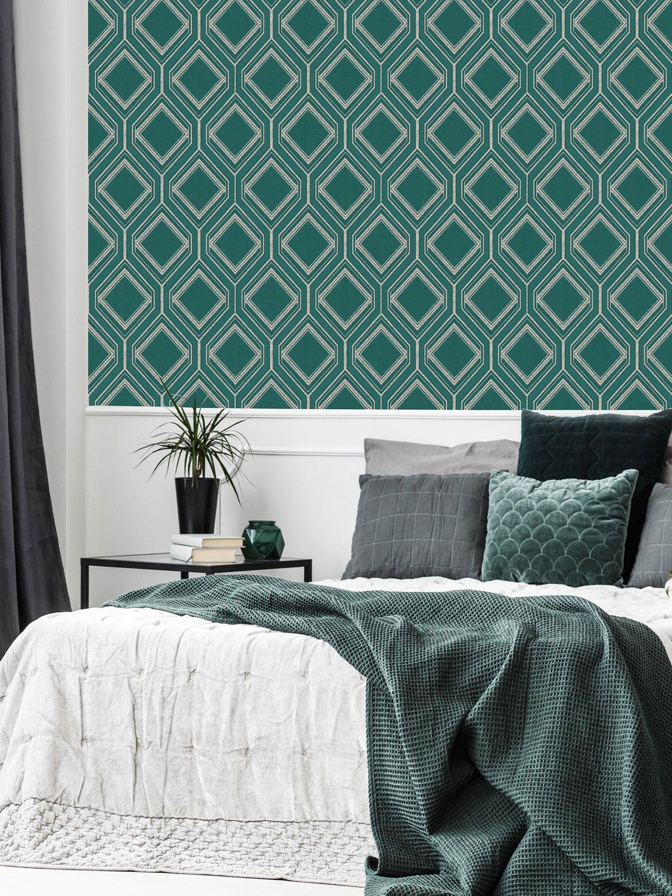 undefined Savile Row - Teal Wallpaper