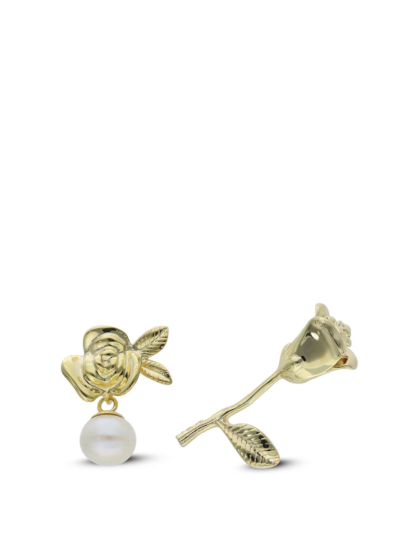 undefined Gold Plated Sterling Silver Mismatched Floral Earrings