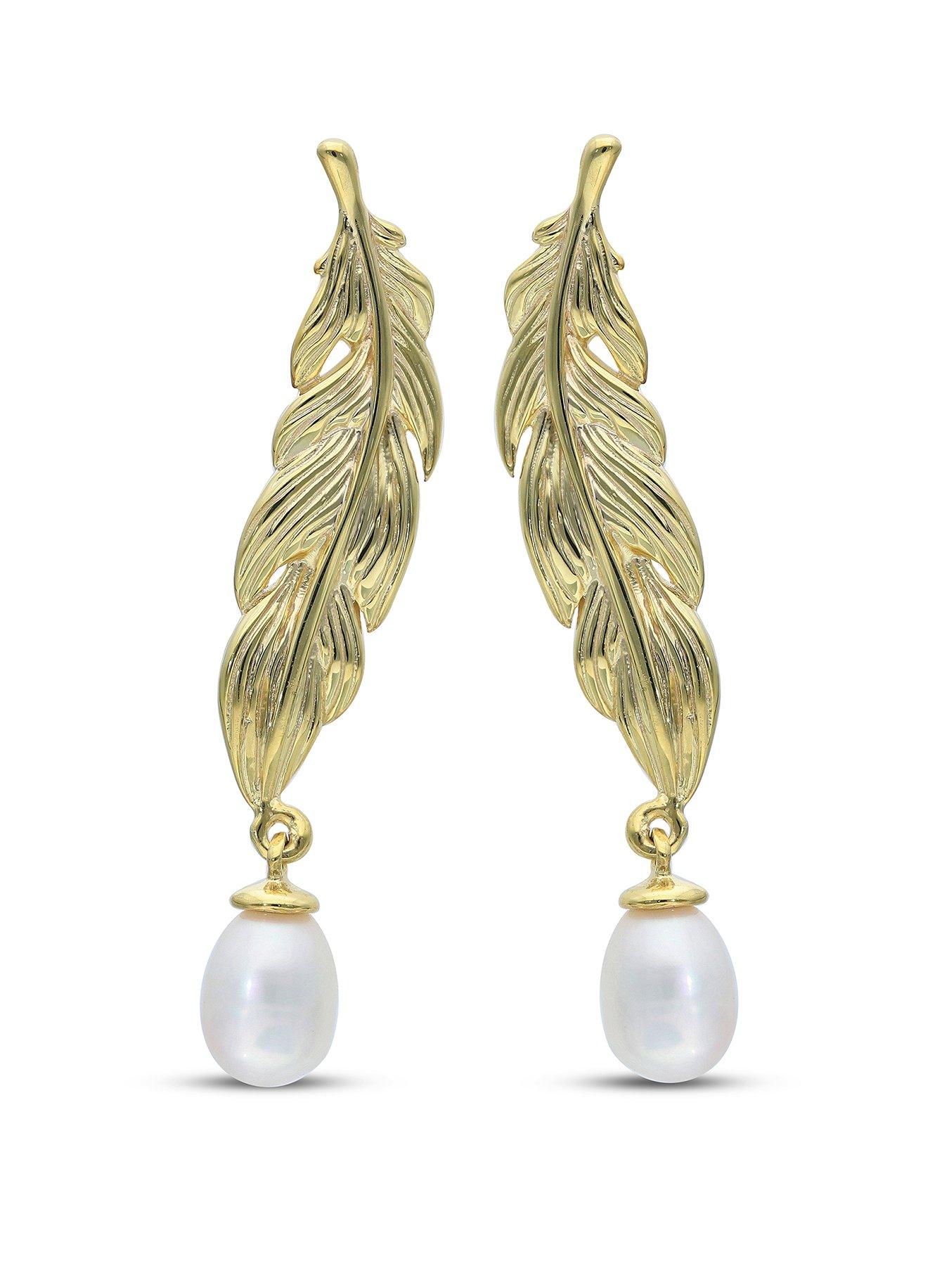 undefined Gold Plated Sterling Silver  Leaf Earrings