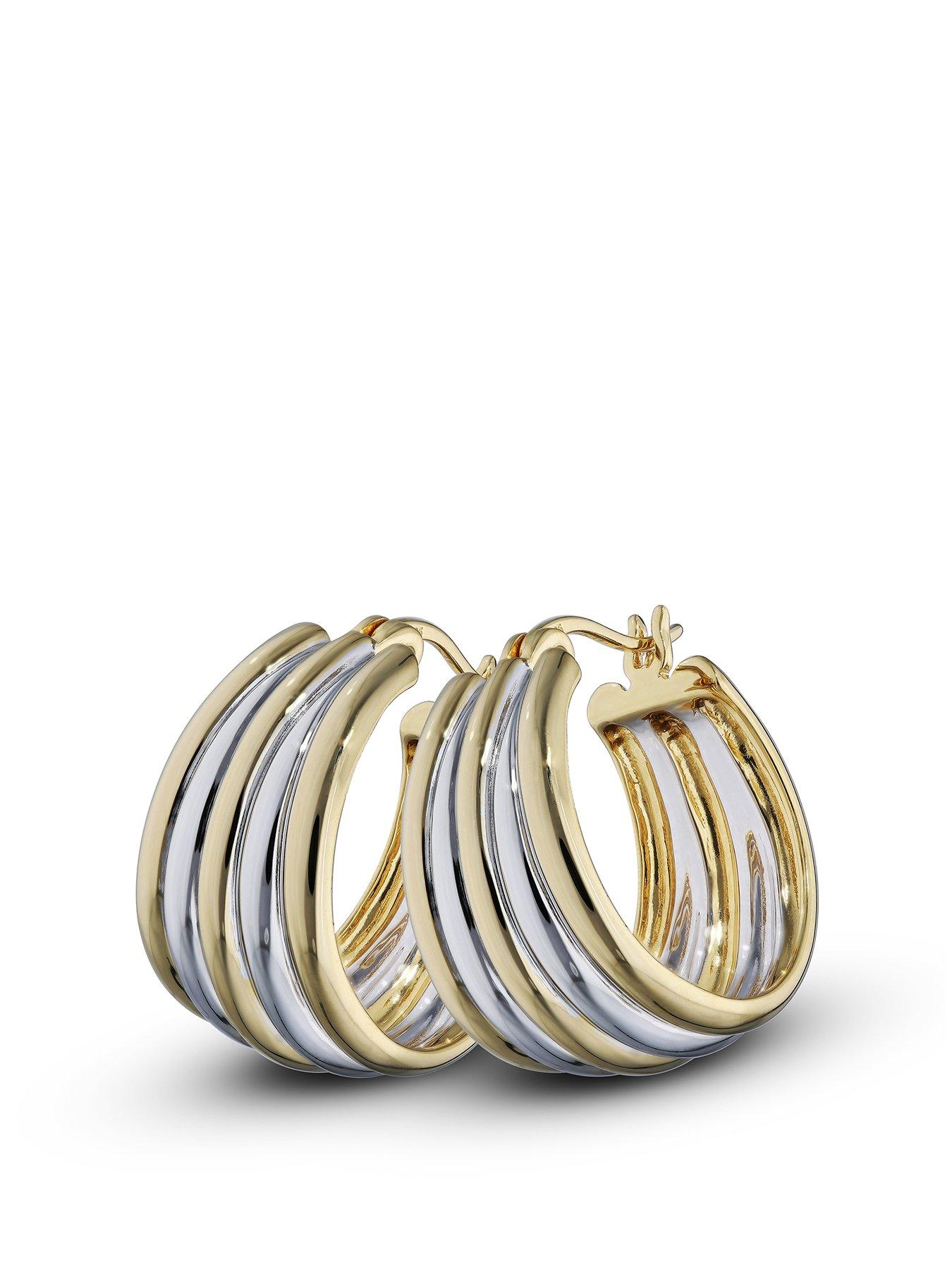 undefined Sterling Silver Two Colour Hoop Earrings