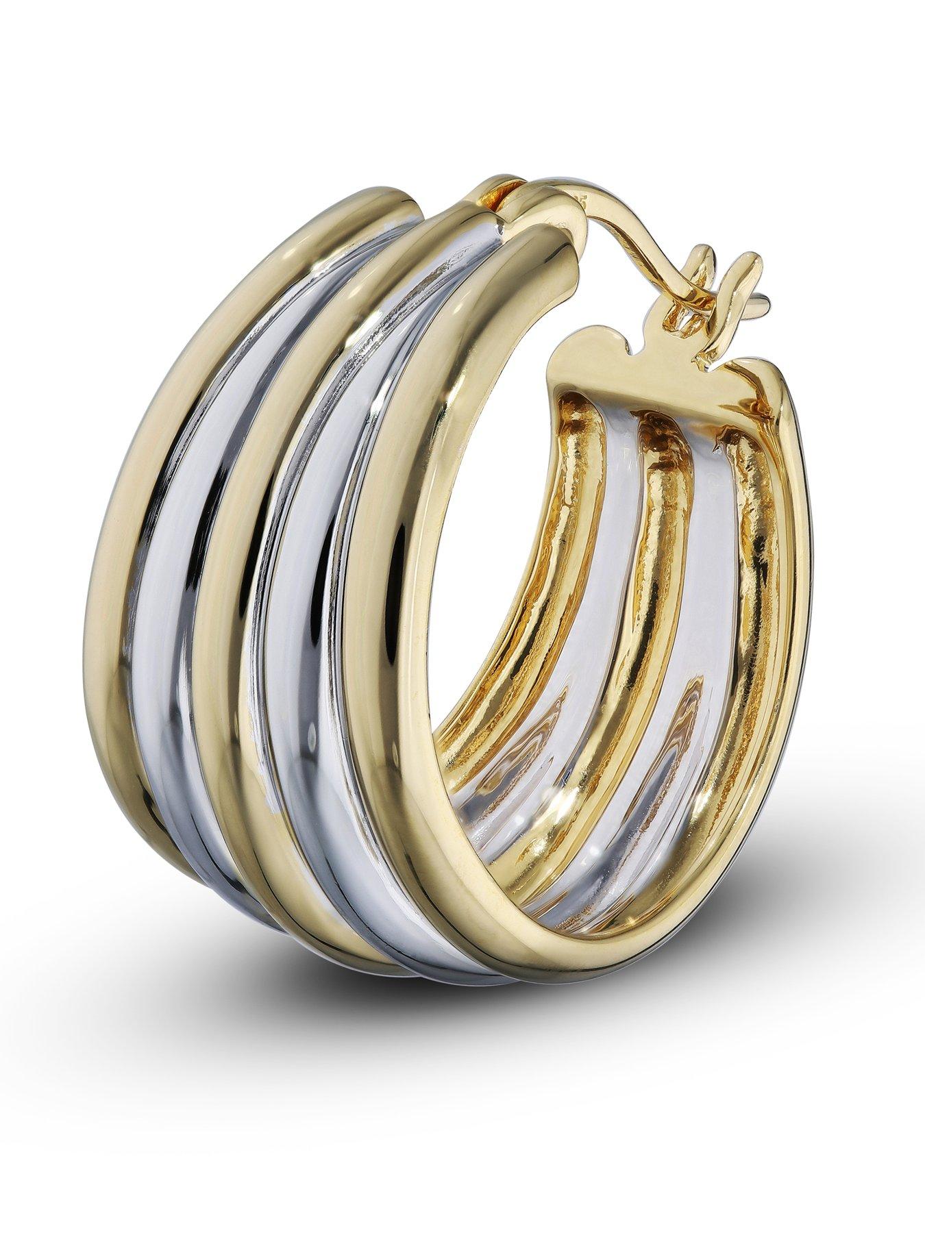  image of the-love-collection-sterling-silver-two-colour-hoop-earrings