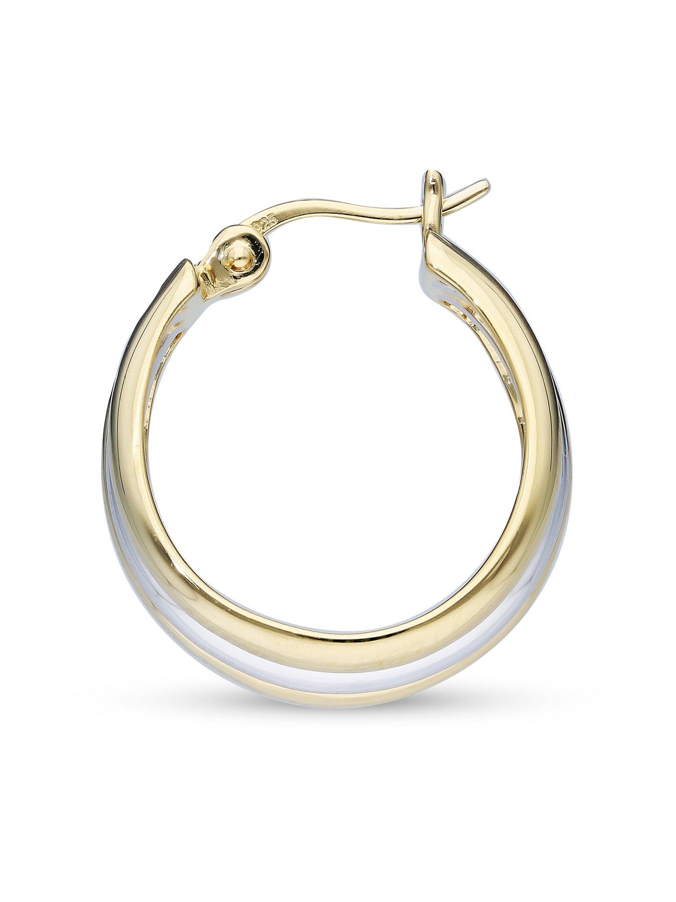  image of the-love-collection-sterling-silver-two-colour-hoop-earrings