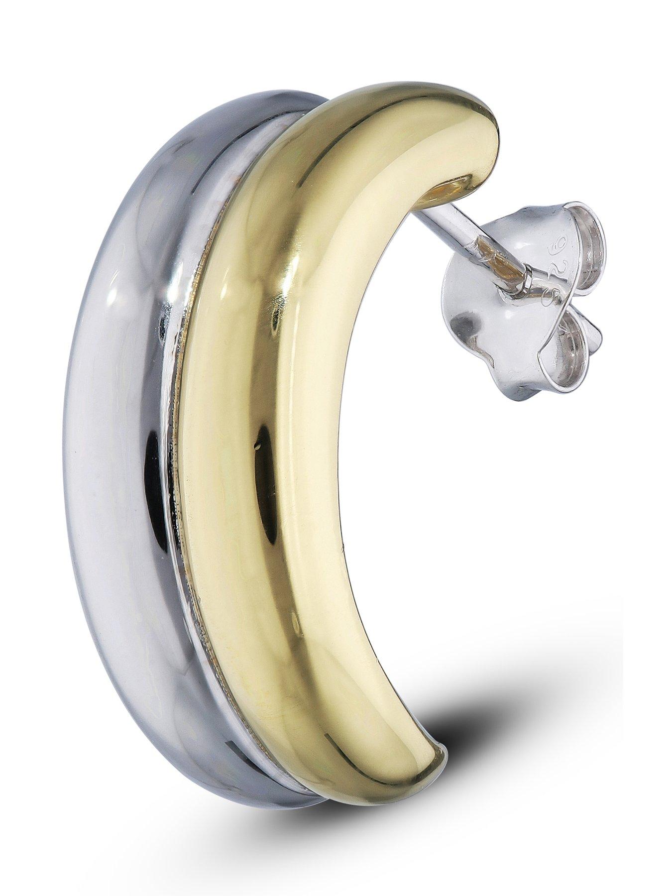 Image 2 of 4 of The Love Collection Sterling Silver Two Colour Hoop Earrings