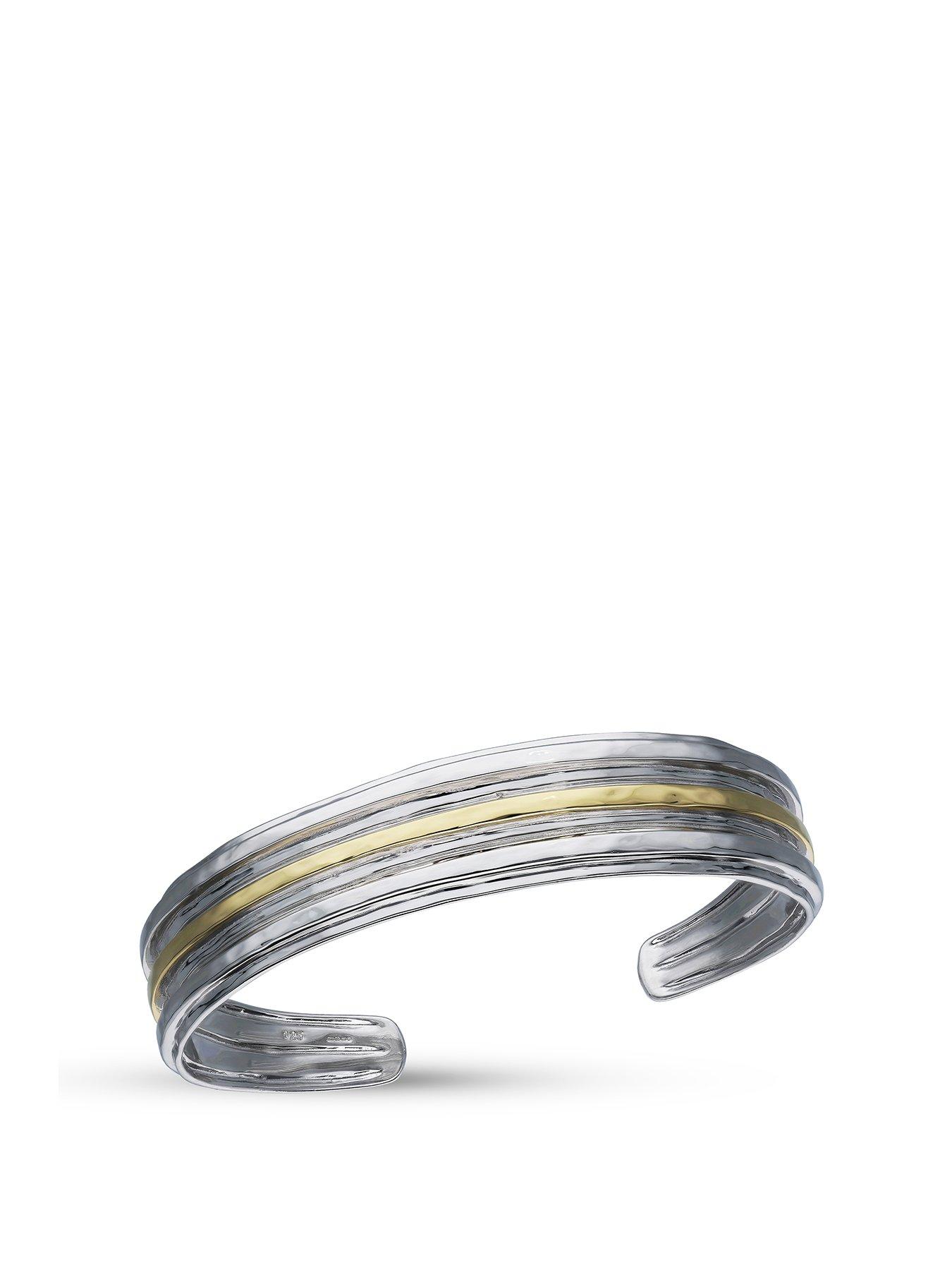 undefined Sterling Silver & Gold Plated statement Cuff Bangle