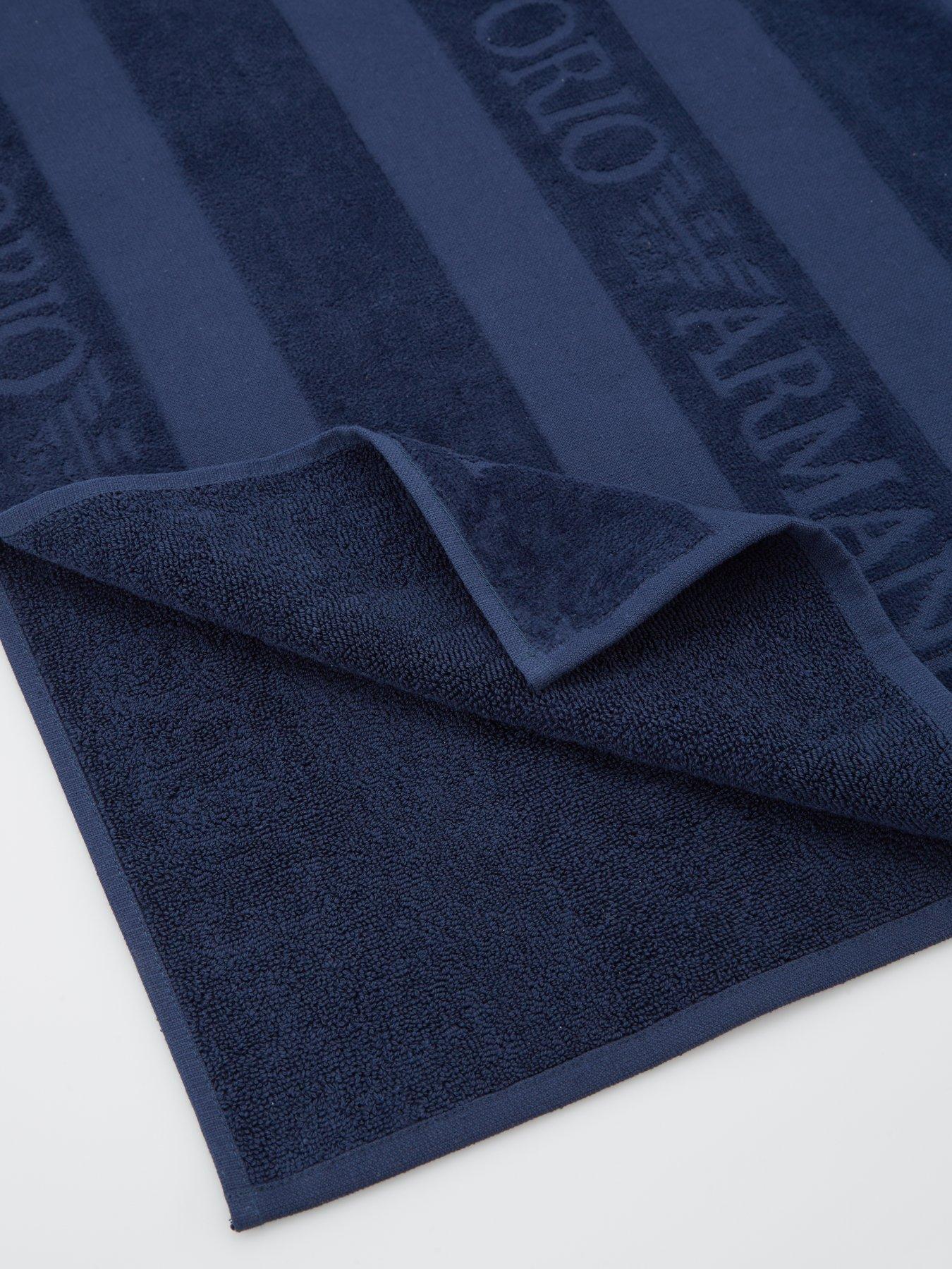  image of emporio-armani-bodywear-toal-printed-towel-dark-blue