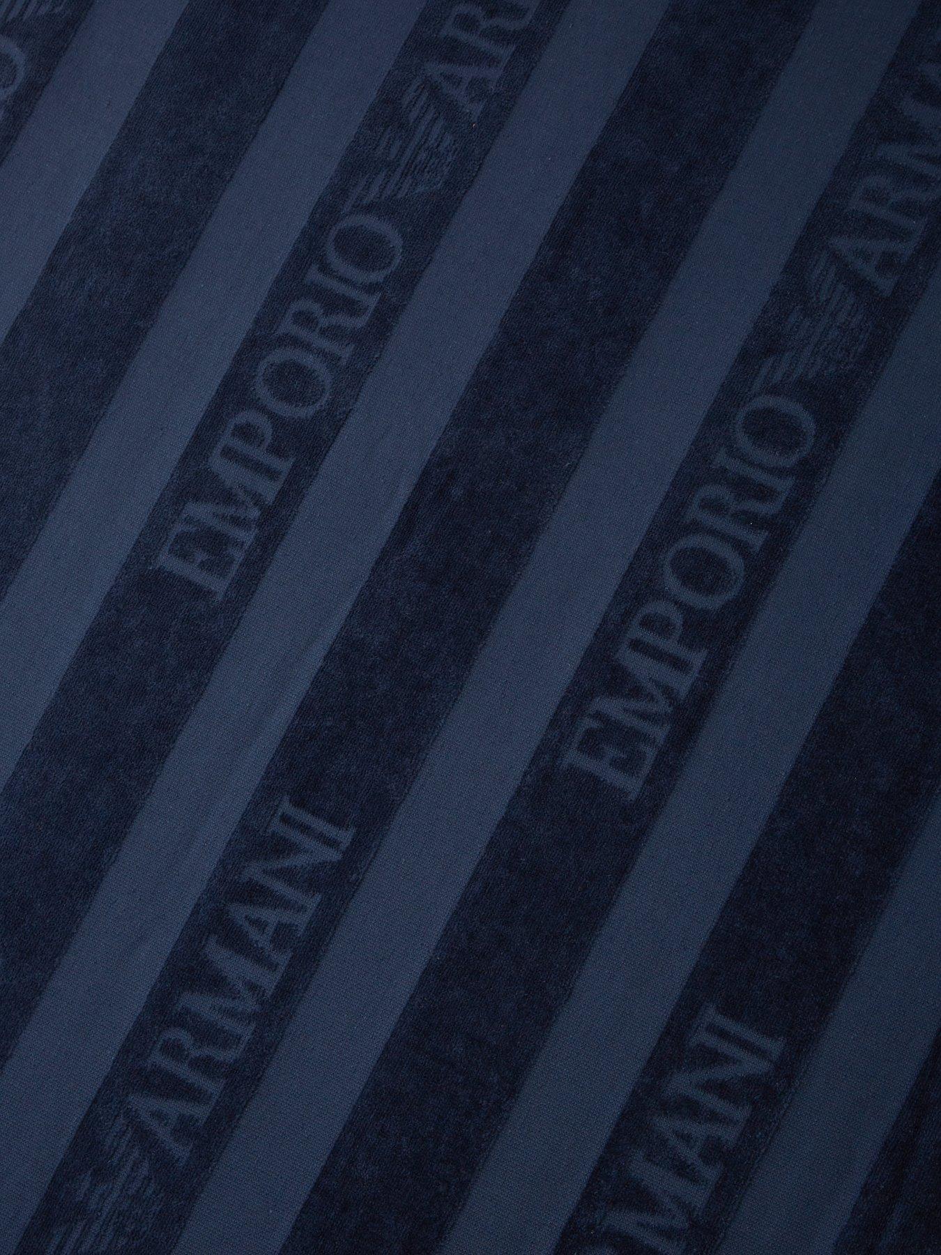  image of emporio-armani-bodywear-toal-printed-towel-dark-blue