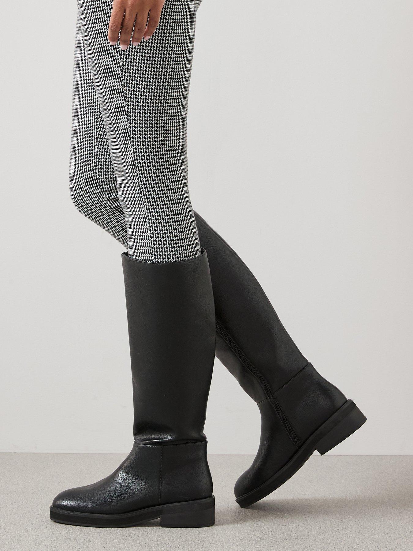 V by Very Flat Clean Riding Boots - Black