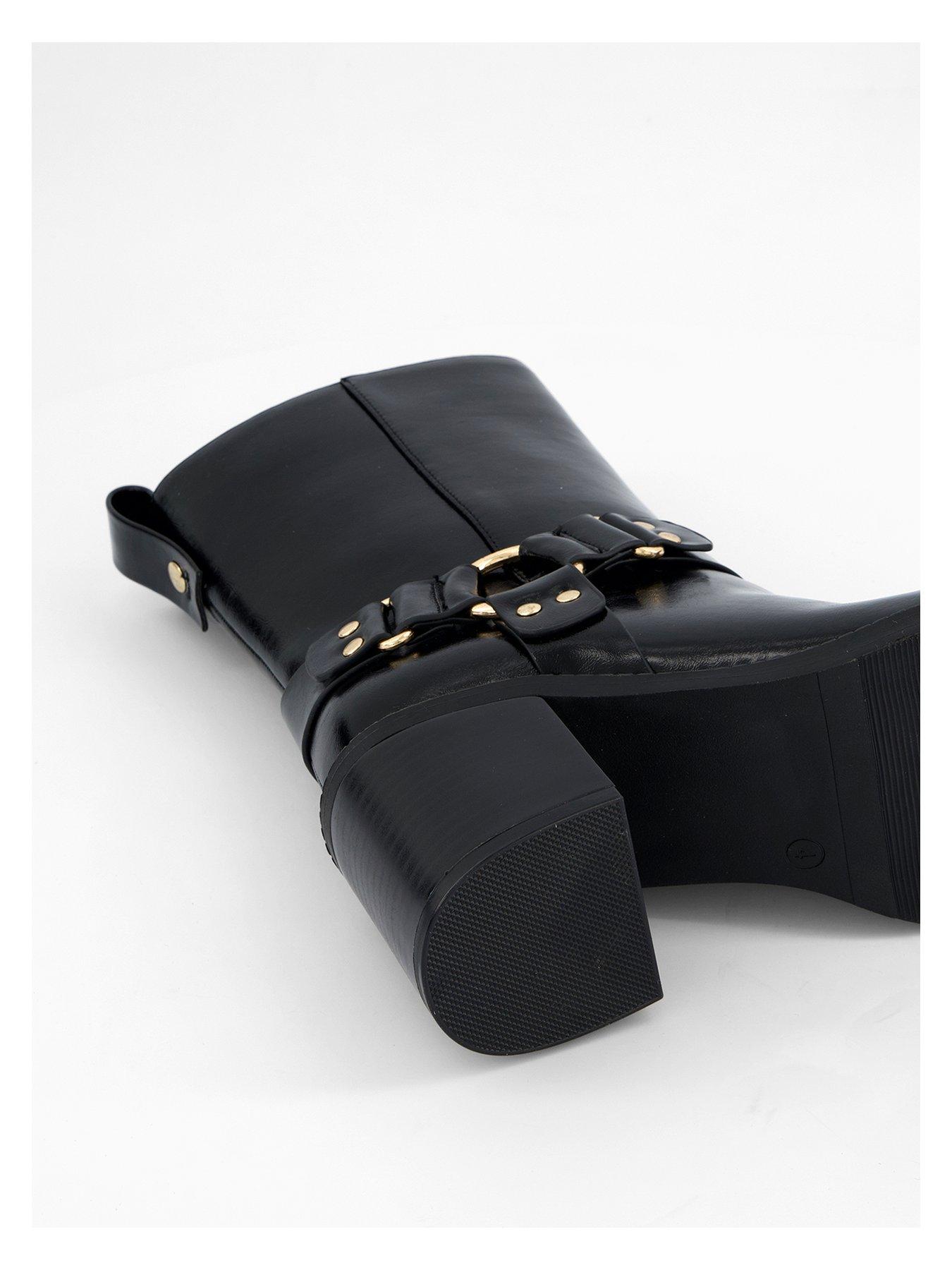 Image 4 of 6 of V by Very Mid Calf Low Block Biker Boot - Black