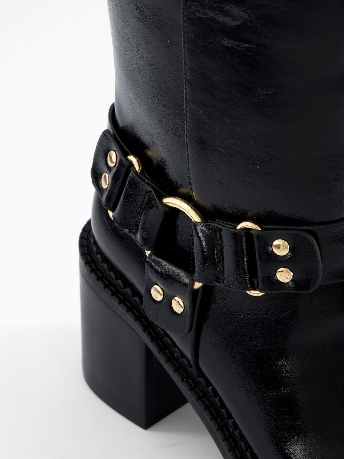 Image 5 of 6 of V by Very Mid Calf Low Block Biker Boot - Black