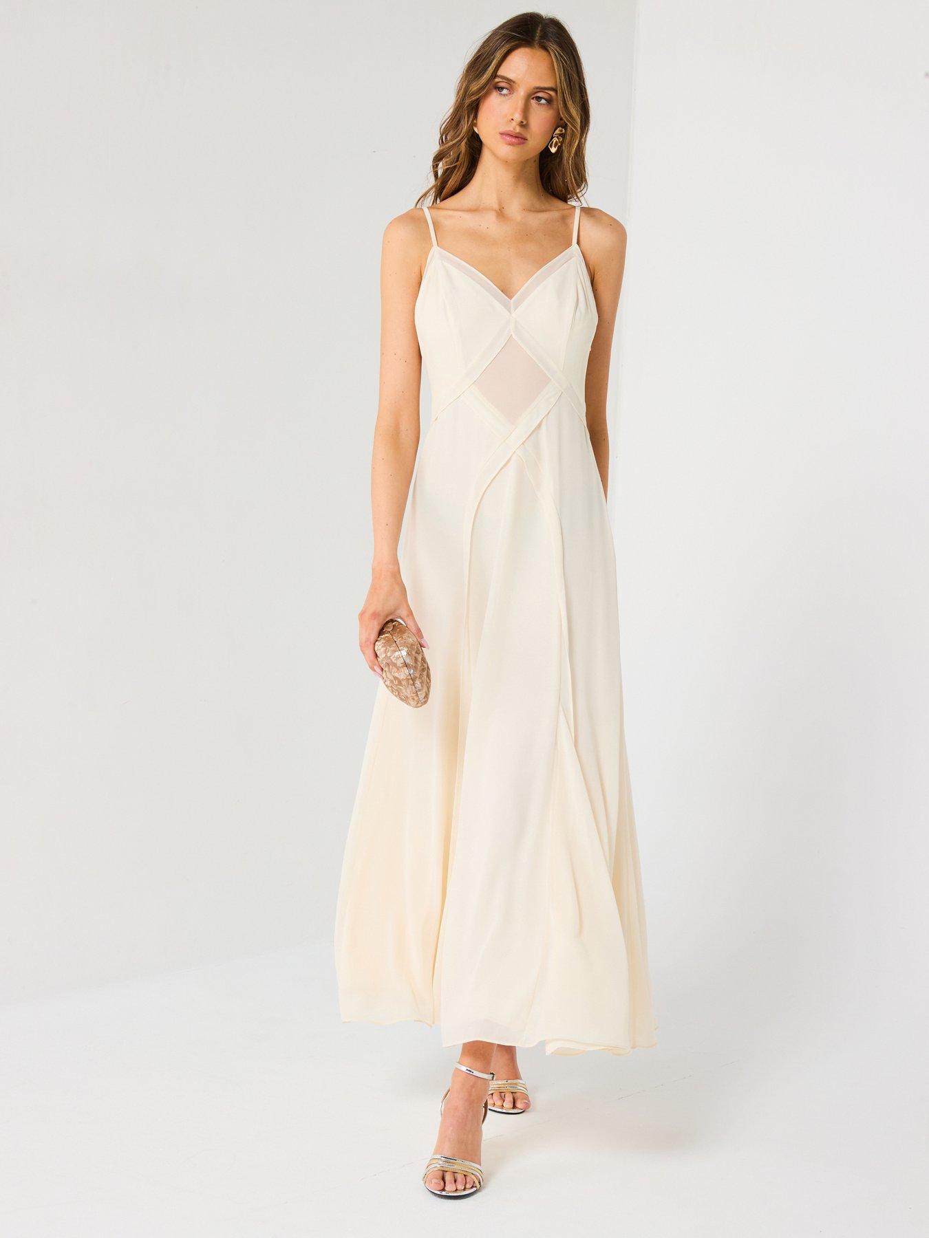 Forever New Floria Criss Cross Godet Midi Dress - Cream