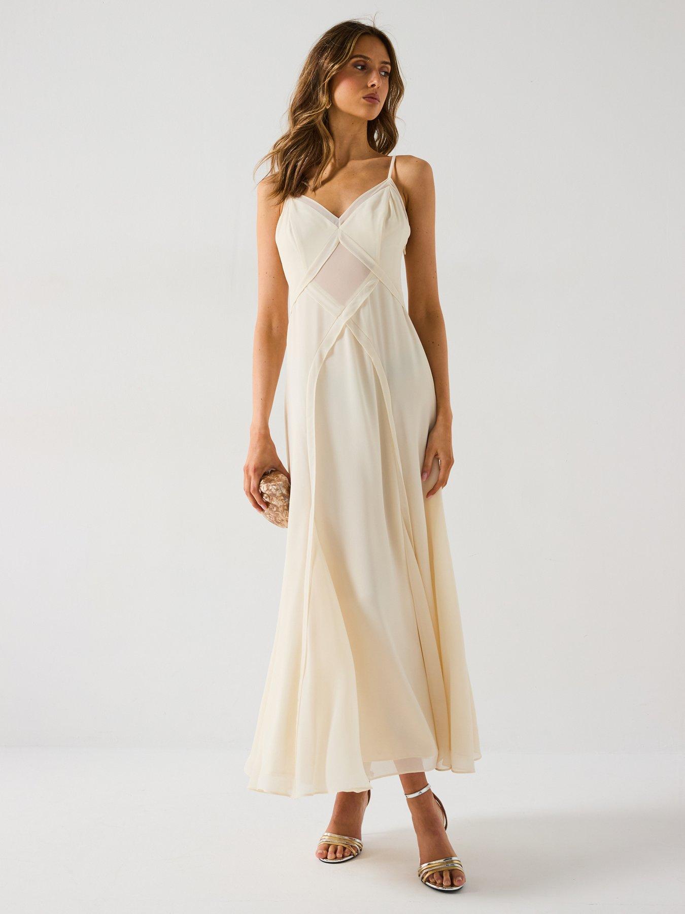 Forever New Floria Criss Cross Godet Midi Dress - Cream | Littlewoods