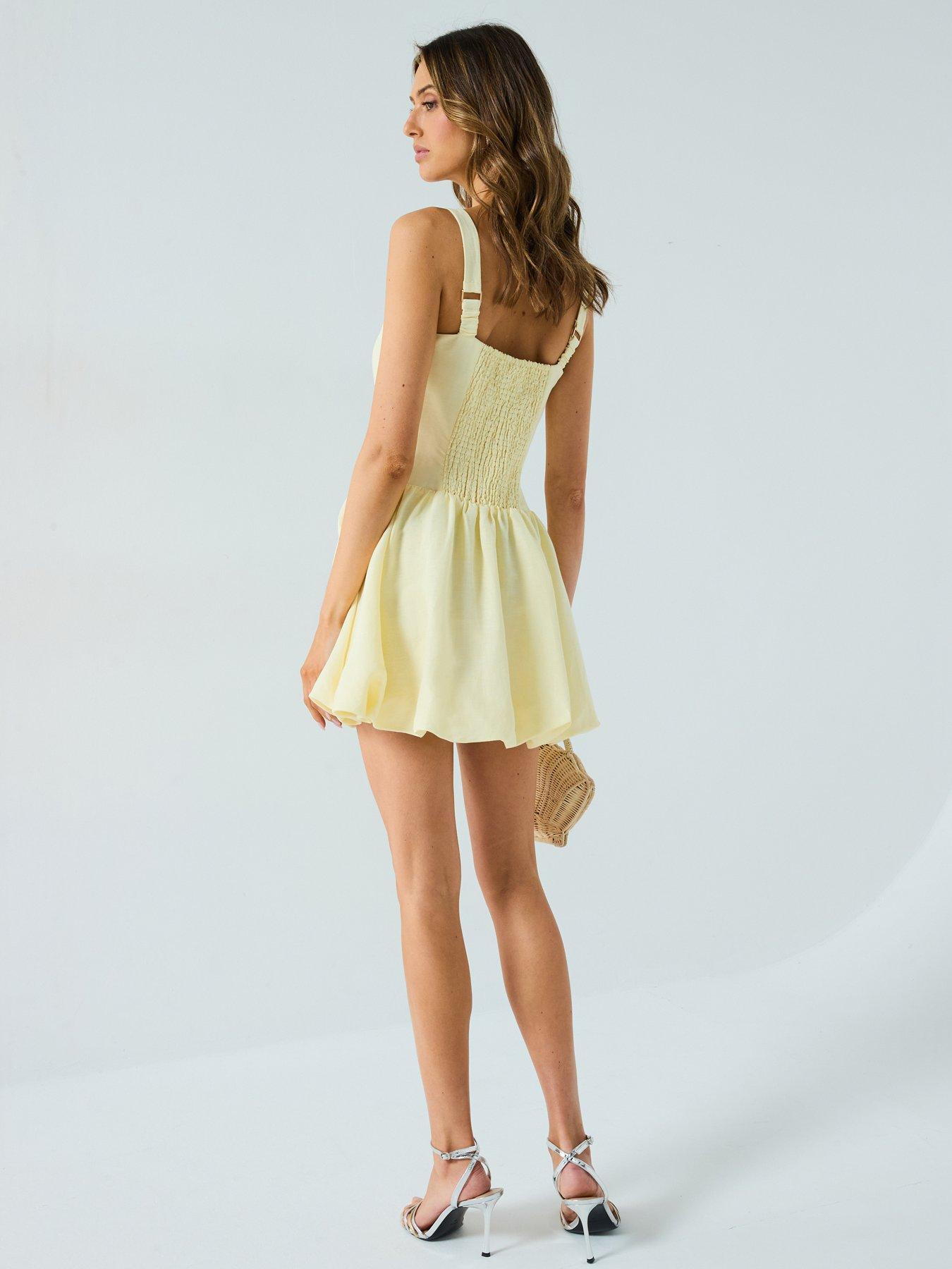  image of forever-new-heidi-petite-bubble-hem-mini-dress--yellow