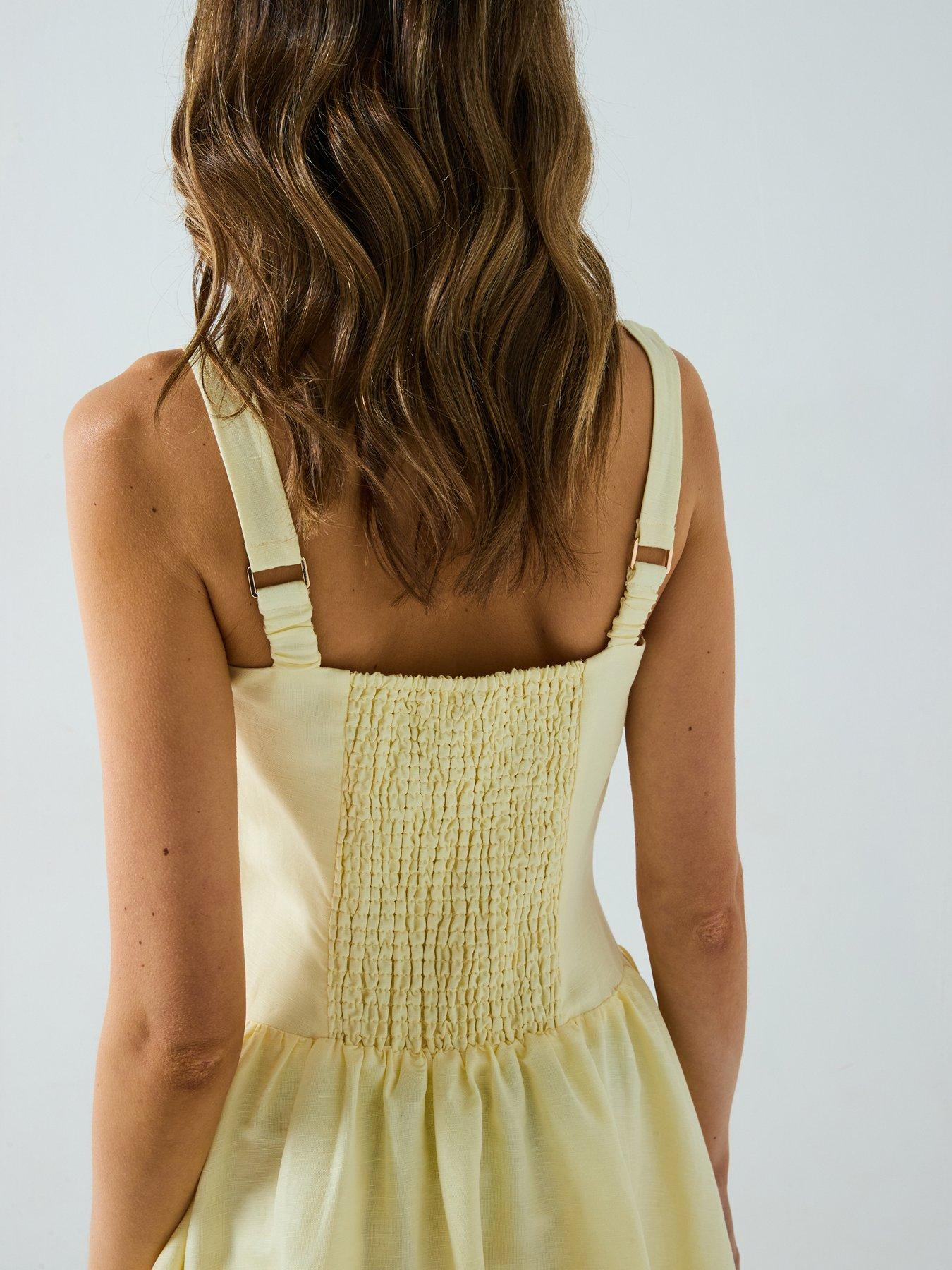 image of forever-new-heidi-petite-bubble-hem-mini-dress--yellow