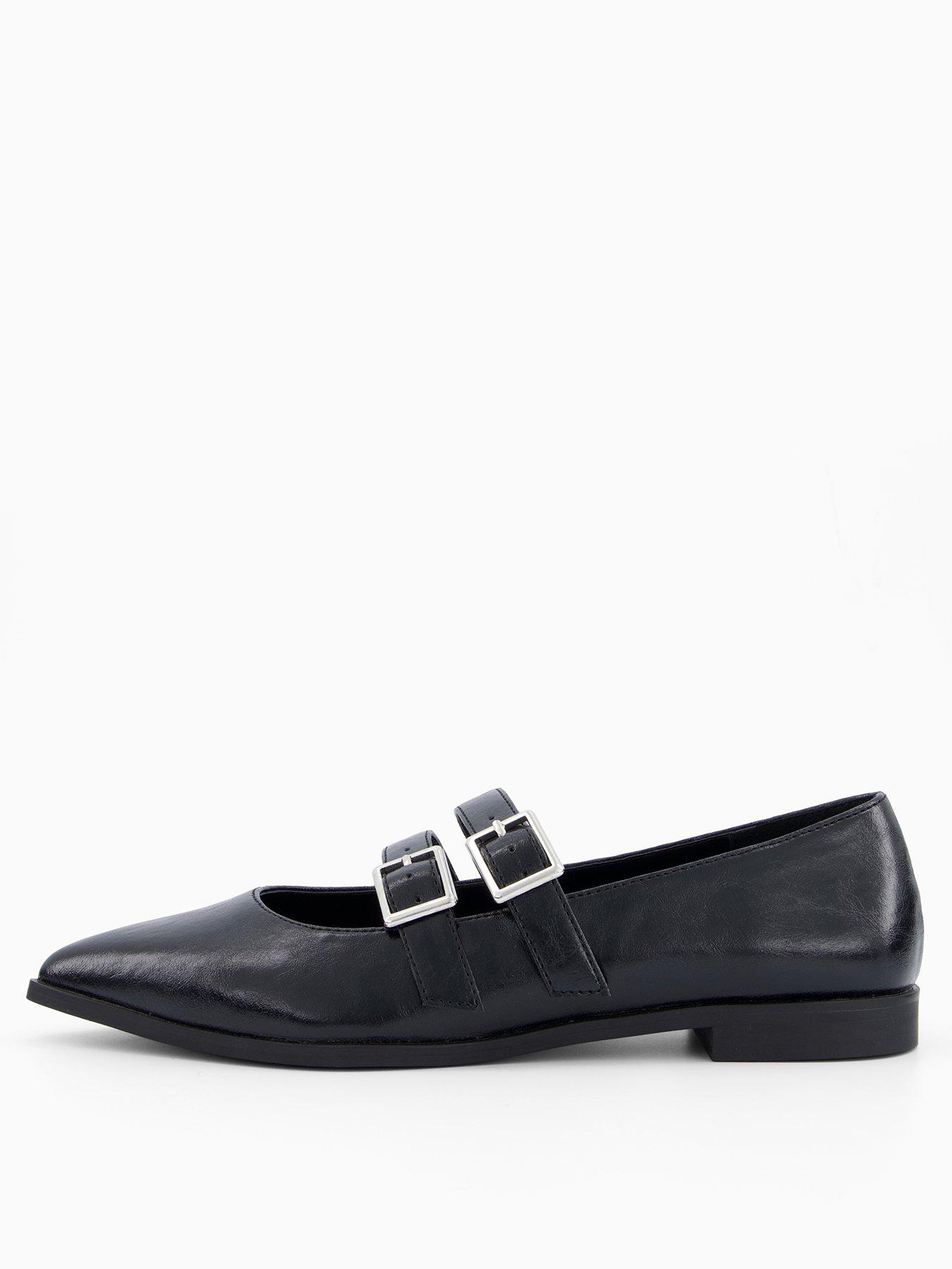 Image 2 of 8 of V by Very Pointed Double Strap Ballet Pumps - Black