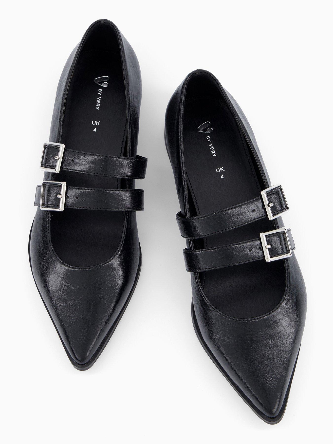 Image 5 of 8 of V by Very Pointed Double Strap Ballet Pumps - Black