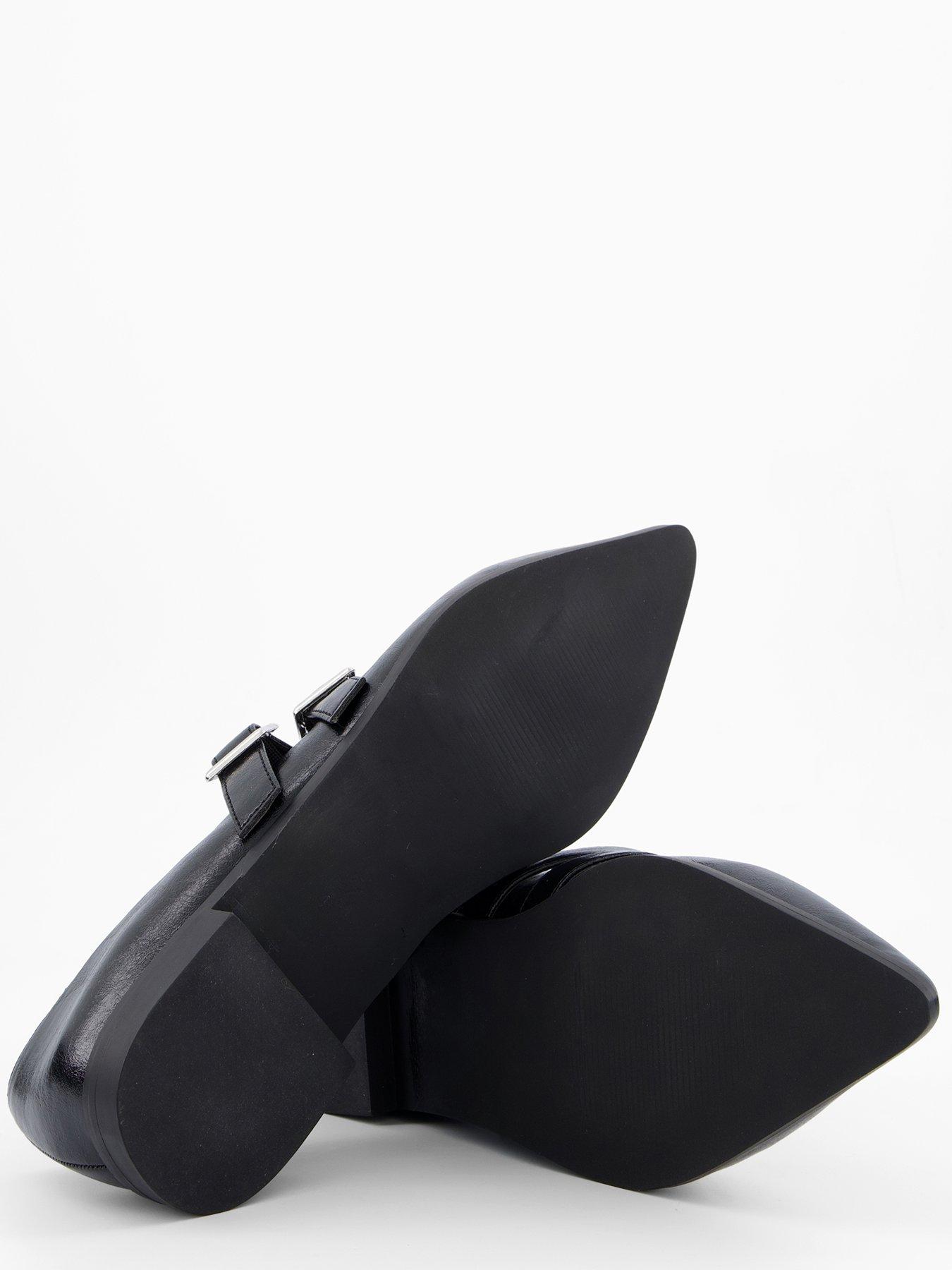 Image 6 of 8 of V by Very Pointed Double Strap Ballet Pumps - Black