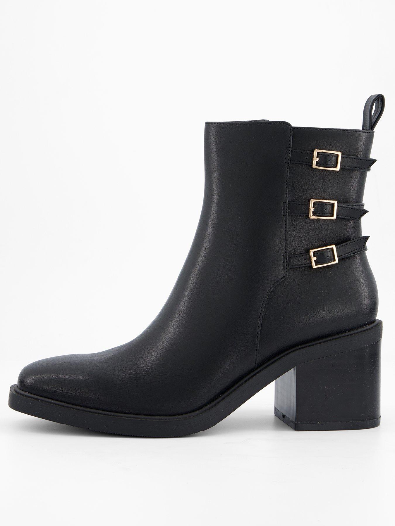 undefined Double Buckle Block  Heel Ankle Boot