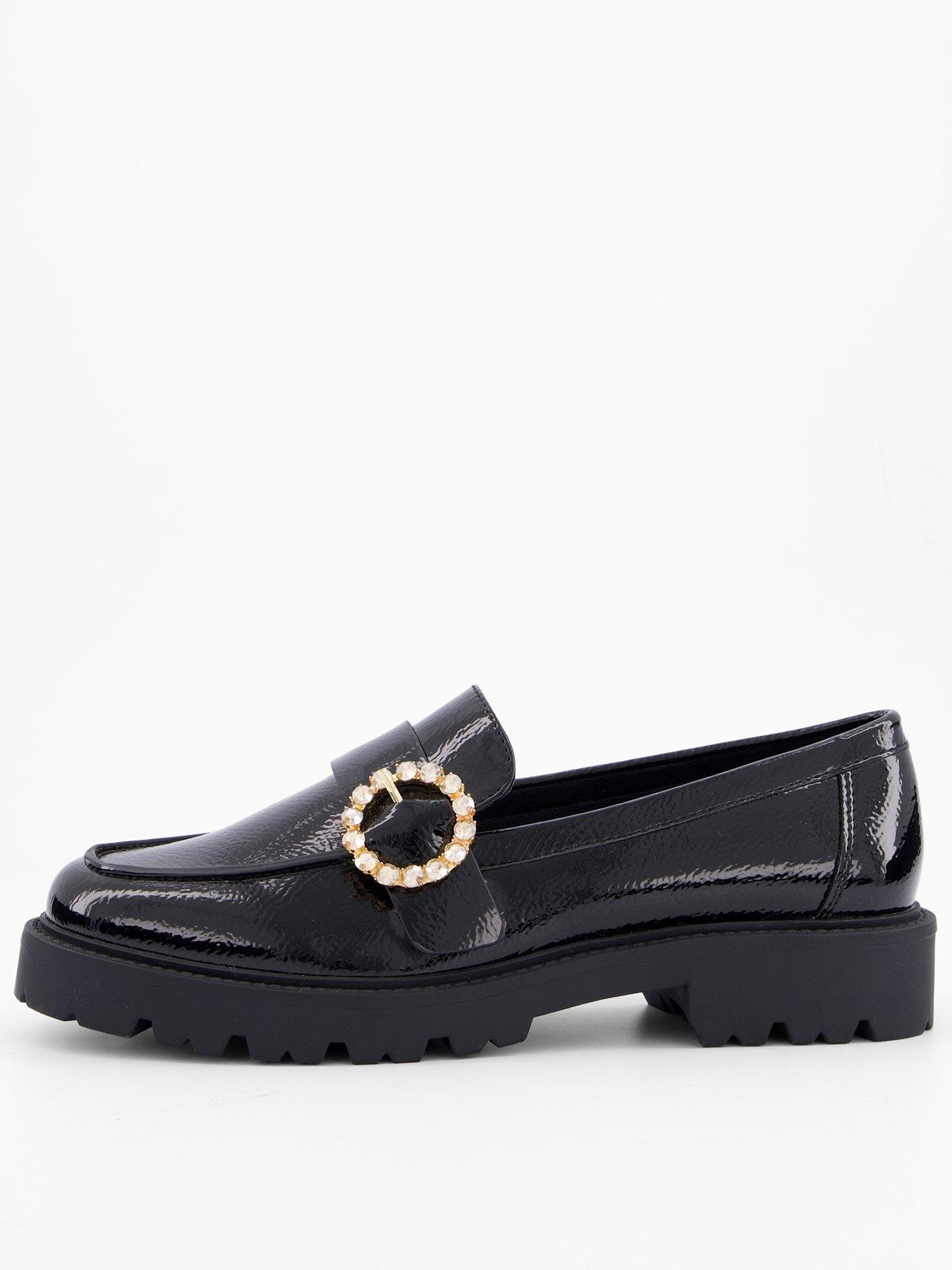 undefined Chunky Loafer With Diamante Buckle - Black