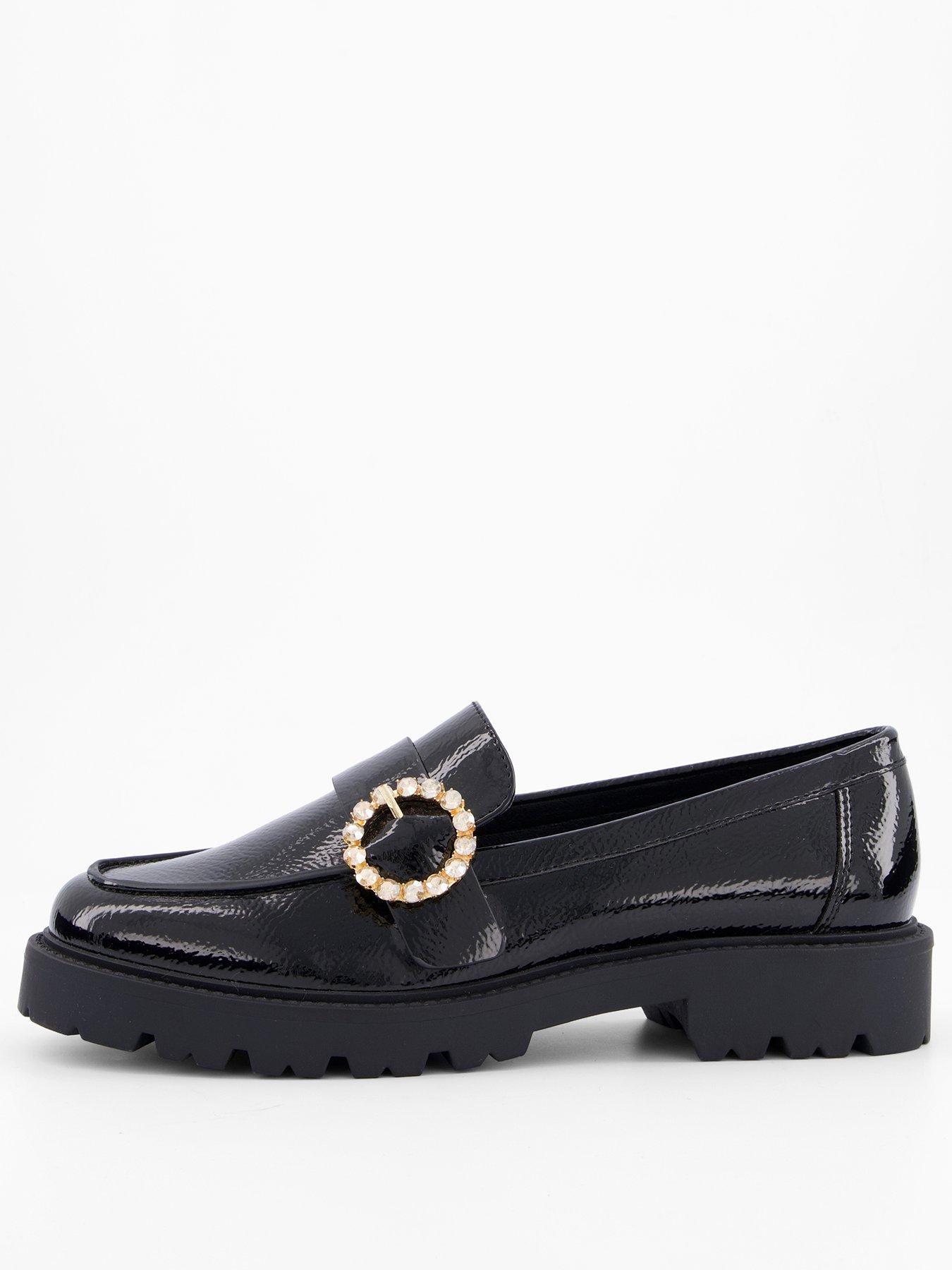 V by Very Chunky Loafer With Diamante Buckle - Black