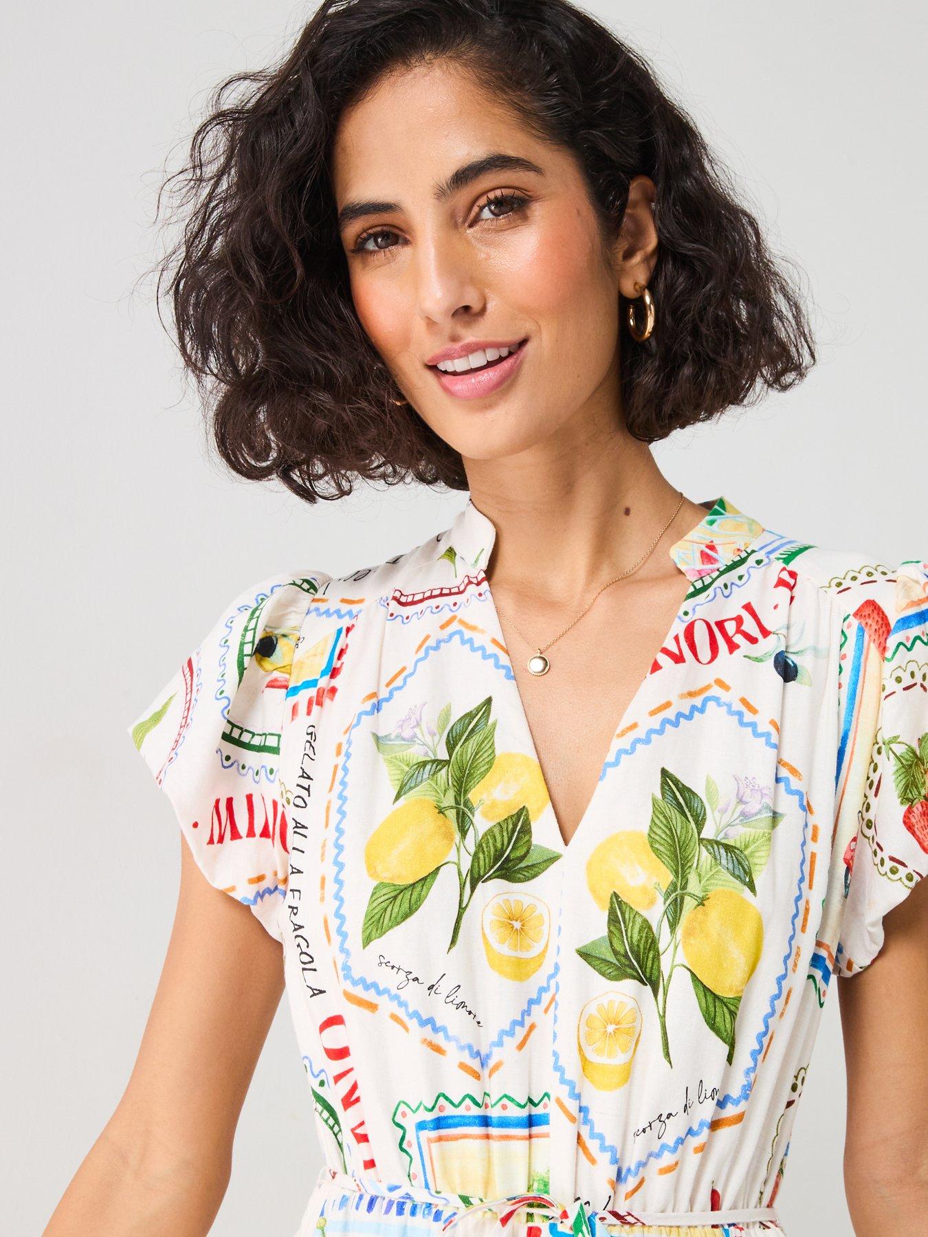  image of forever-new-jacqueline-puff-sleeve-tiered-midi-dress-multi