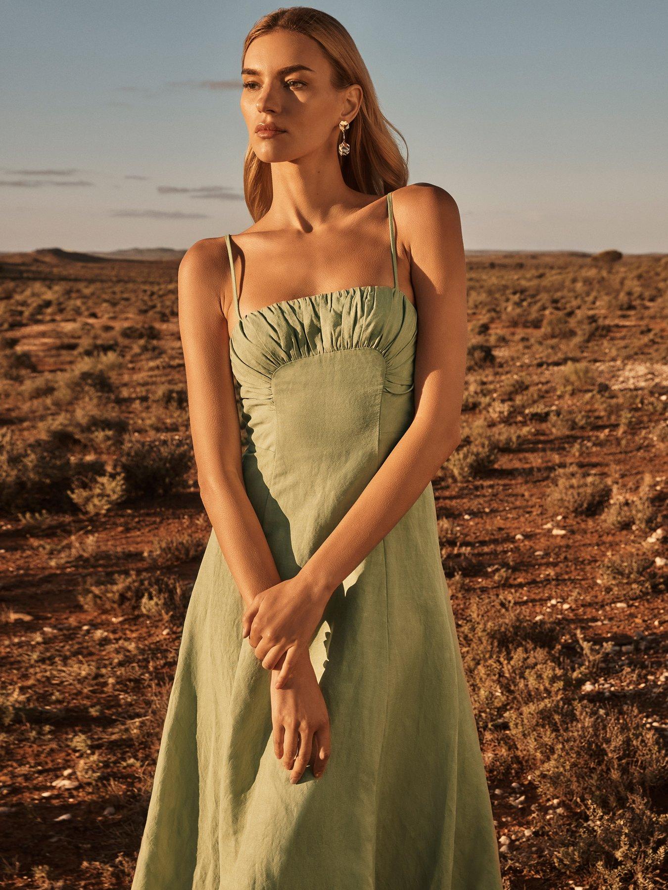 Forever New Camilla Strappy Ruched Midi Dress - Green