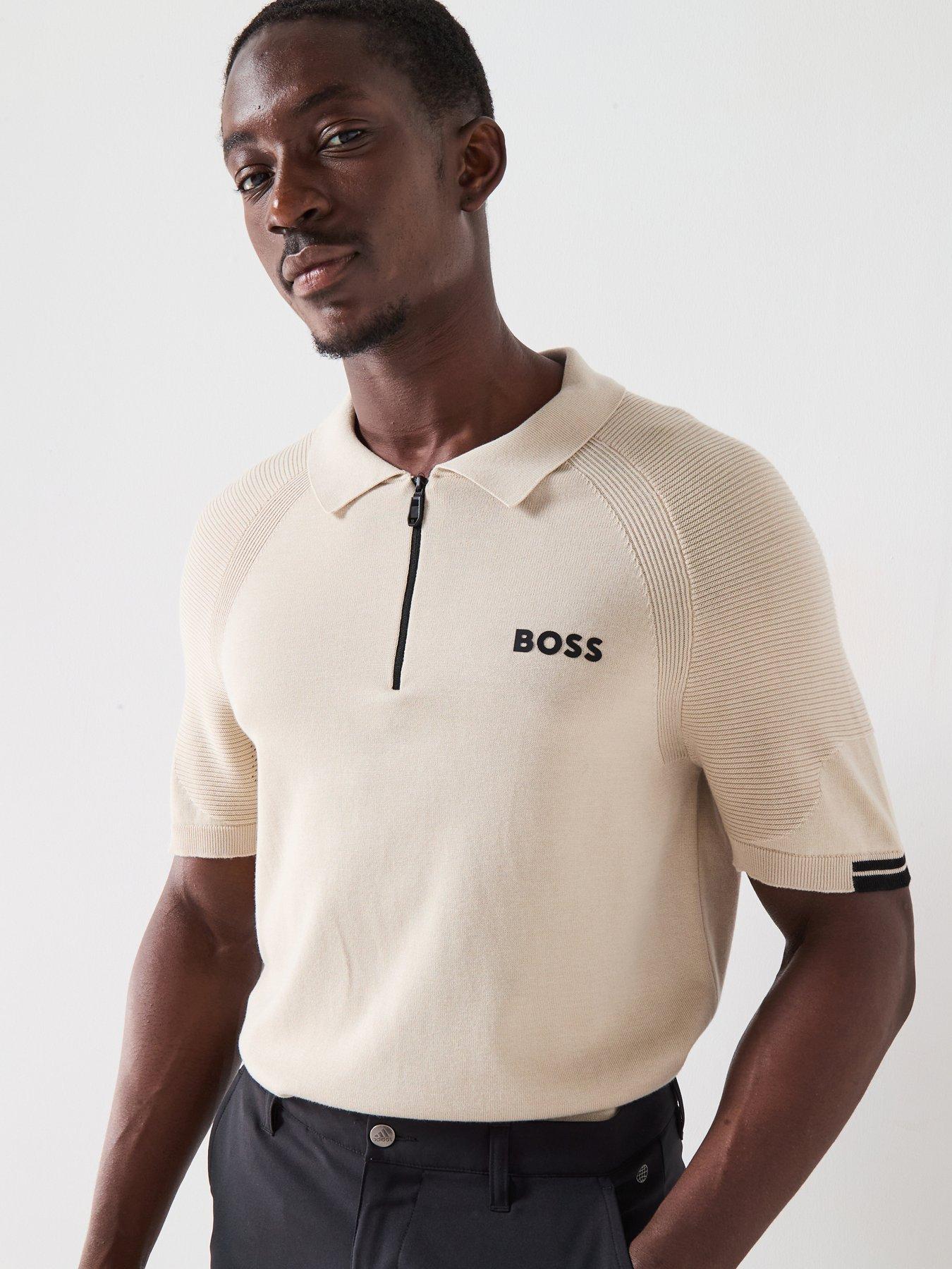 BOSS Mens Golf Slim Fit K Perform-Max Polo Shirt - Beige