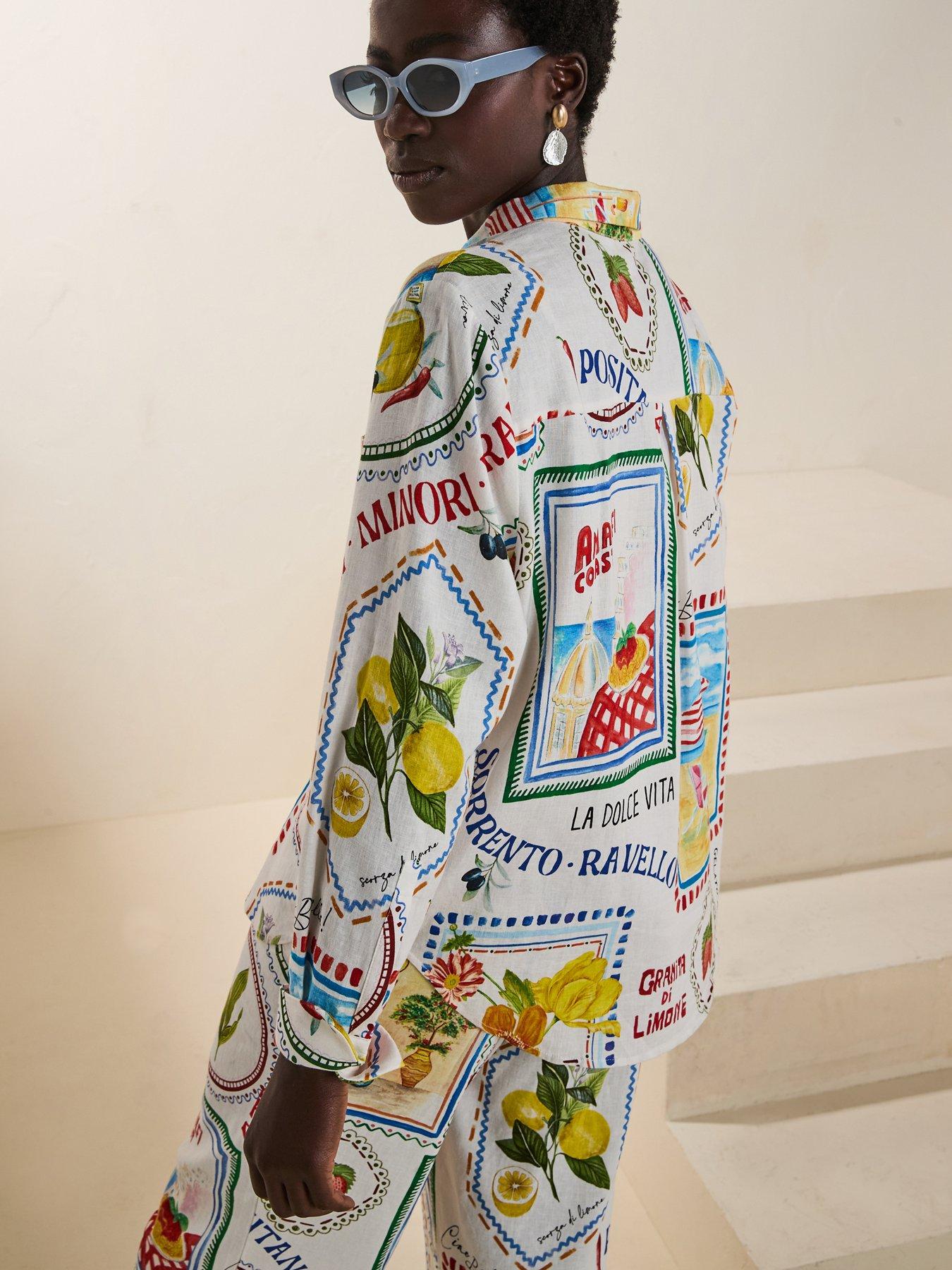  image of forever-new-lydia-oversized-linen-shirt-multi