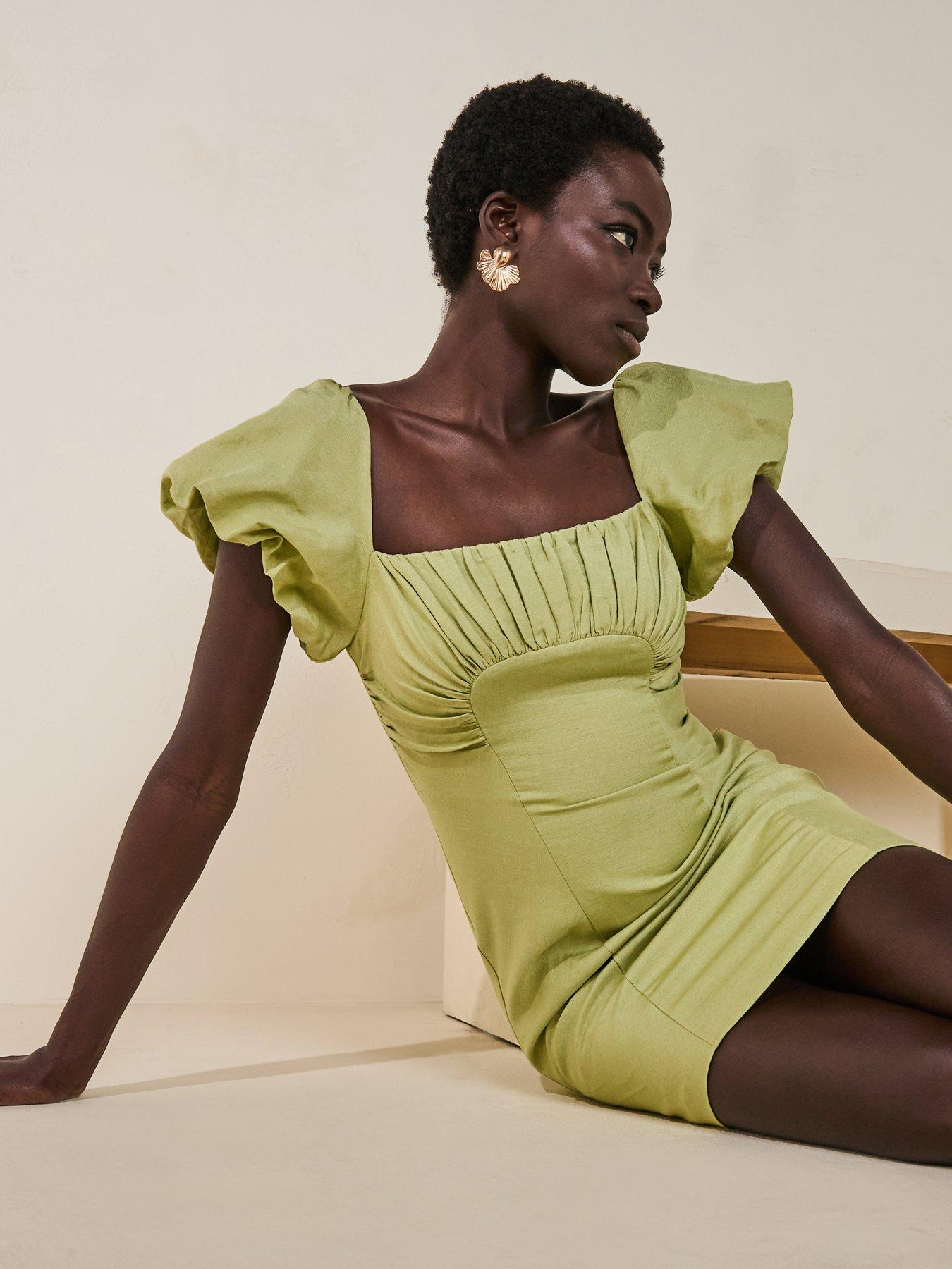 Forever New Aspen Ruched Mini Dress - Green | Littlewoods
