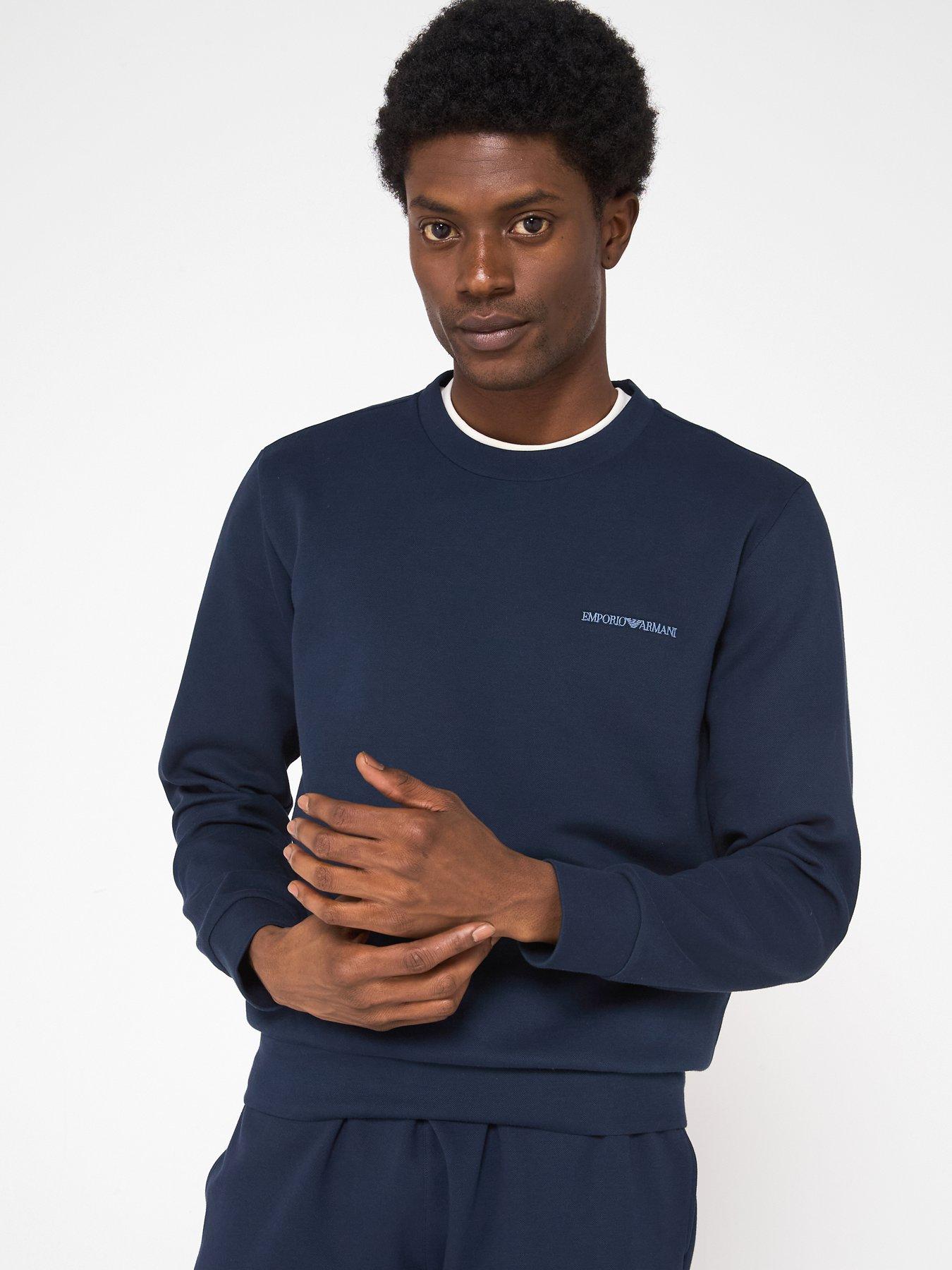  image of emporio-armani-bodywear-iconic-crew-neck-sweatshirt-dark-blue