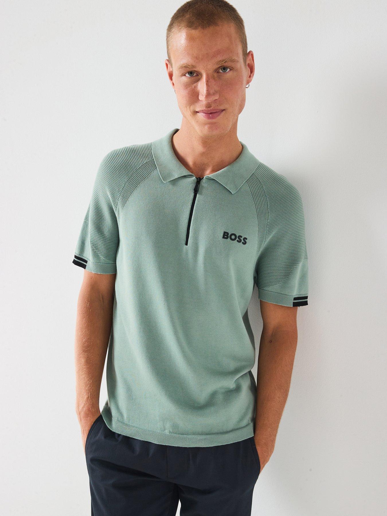 Image 1 of 5 of BOSS Mens Golf Slim Fit K Perform-Max Polo Shirt - Green