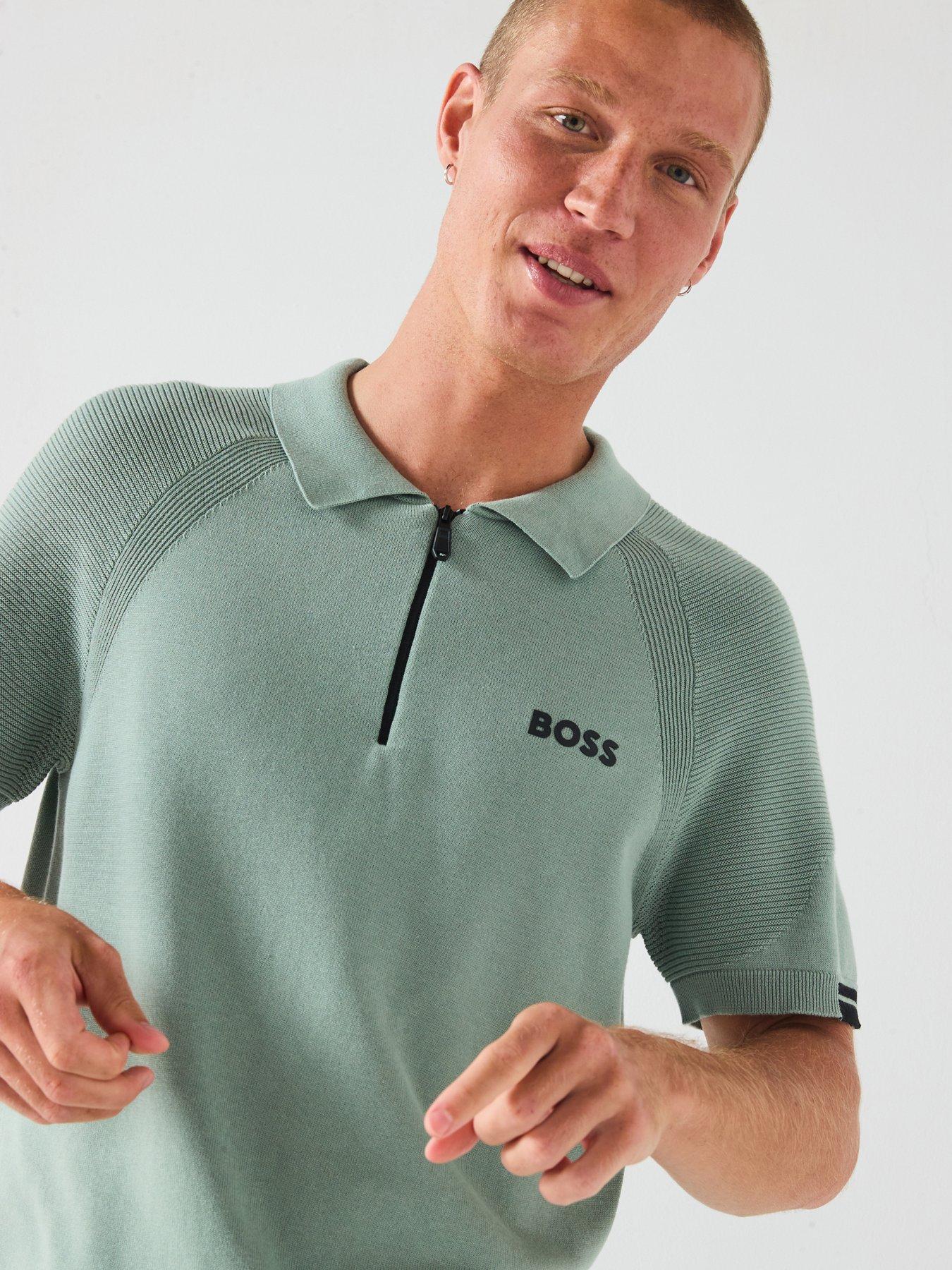 Image 5 of 5 of BOSS Mens Golf Slim Fit K Perform-Max Polo Shirt - Green