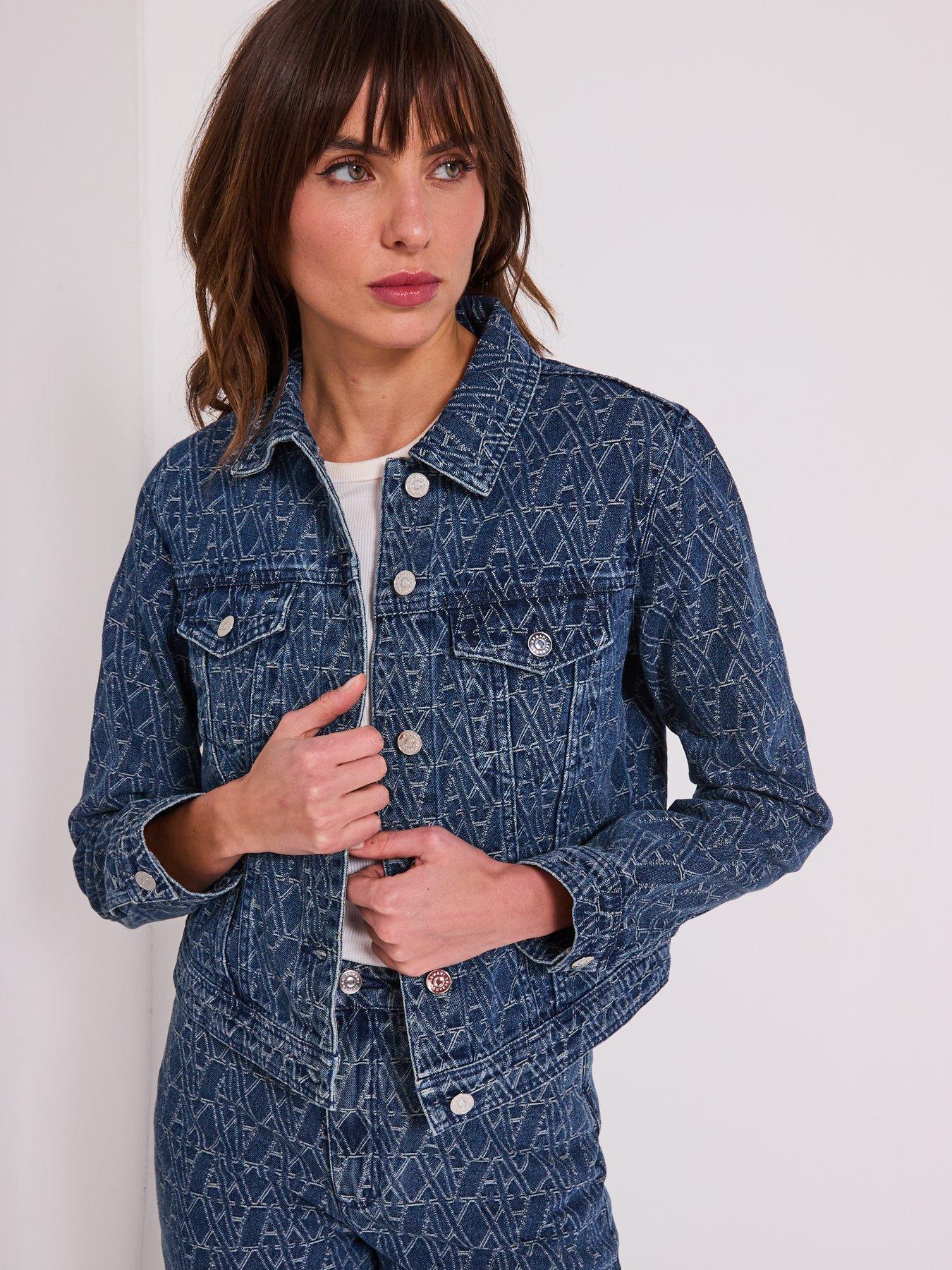 undefined Logo Jacquard Denim Jacket - Blue