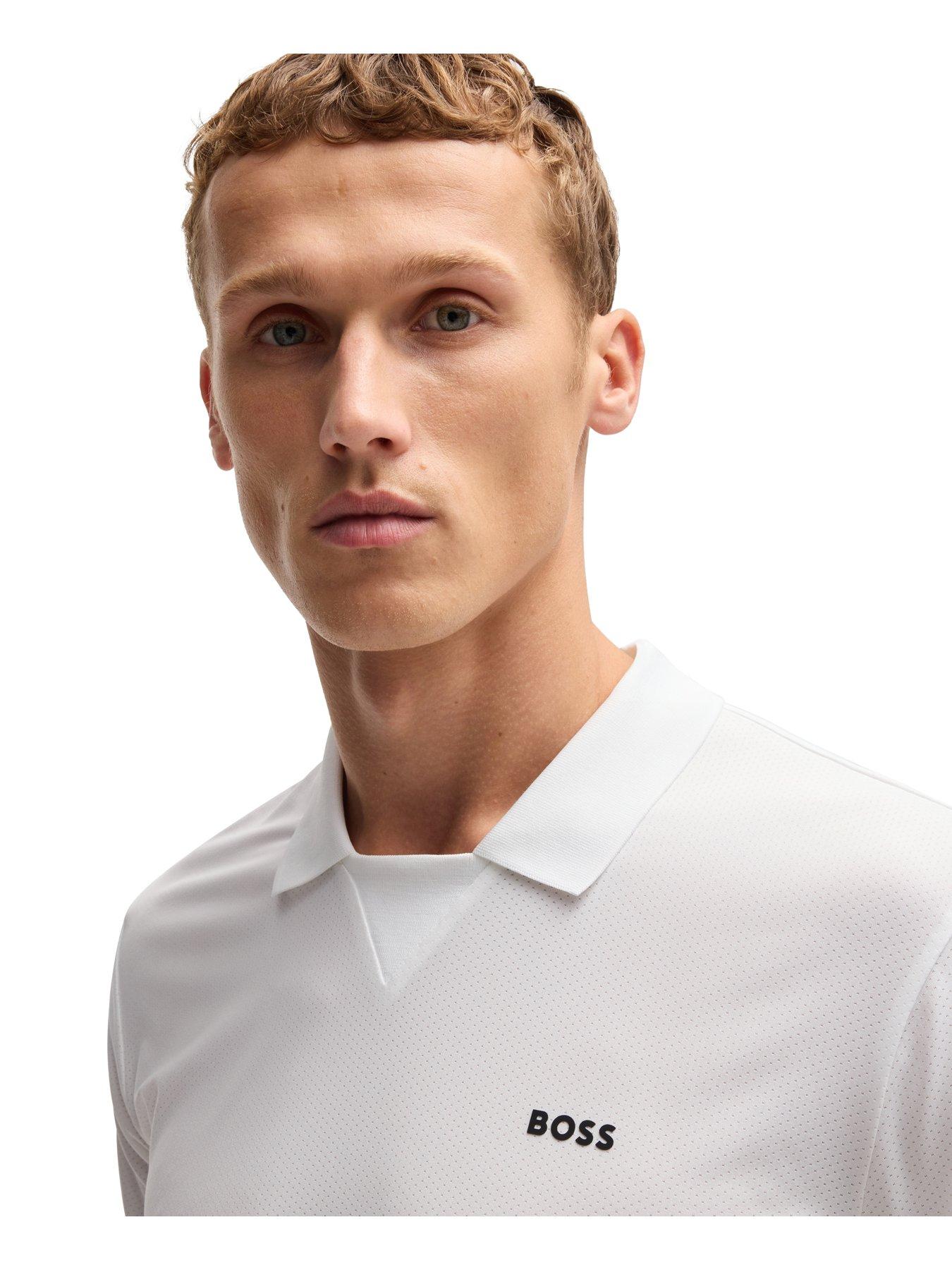  image of boss-mens-golf-palle-mesh-regular-fit-polo--white