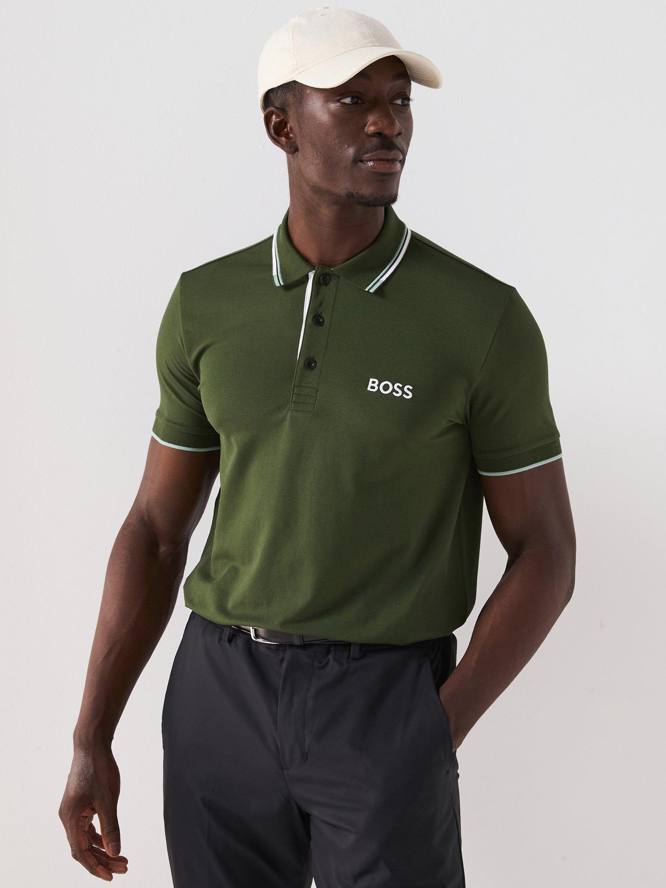 front image of boss-mens-golf-paddy-pro-regular-fit-polo-tee-green