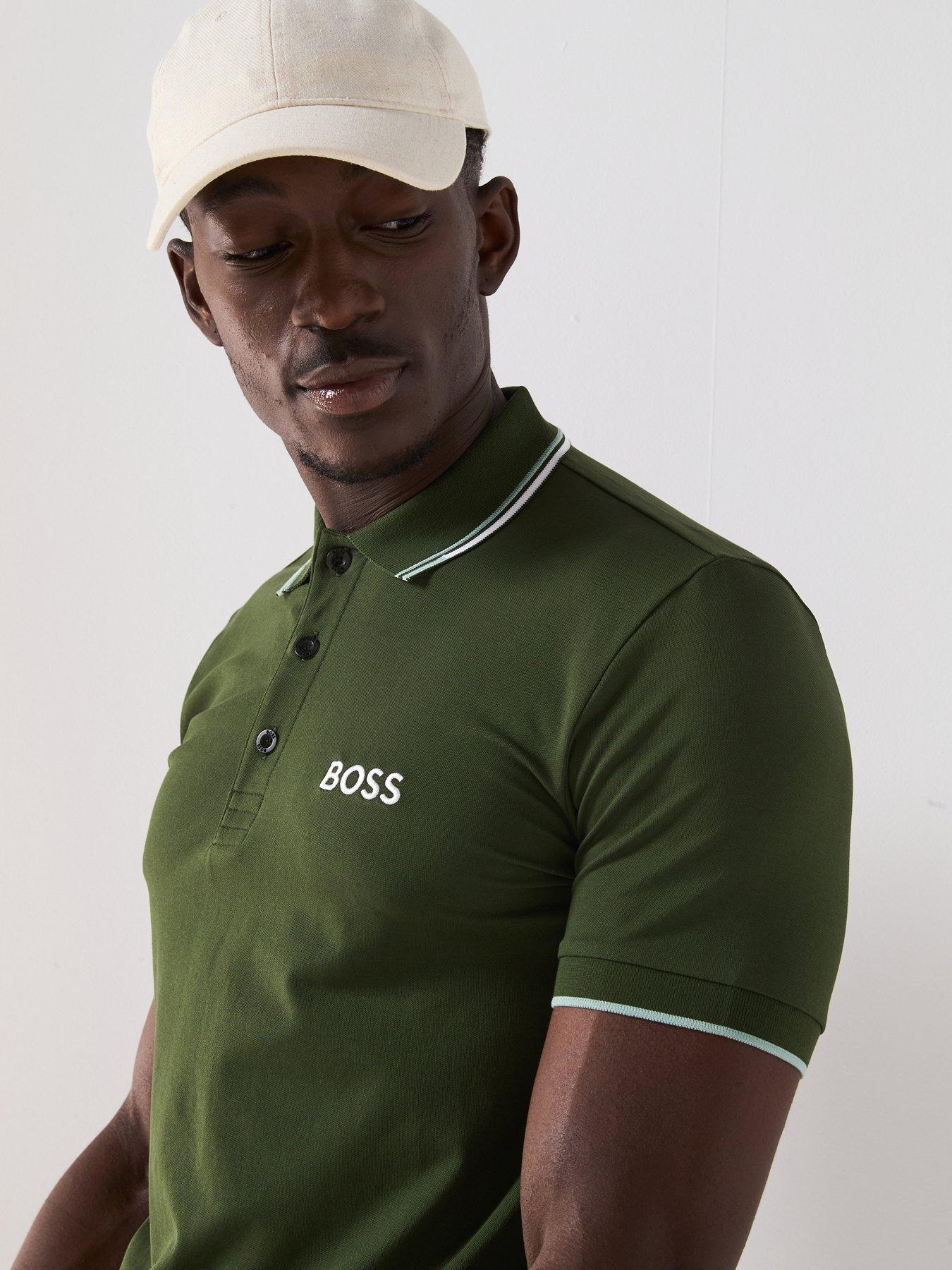  image of boss-mens-golf-paddy-pro-regular-fit-polo-tee-green