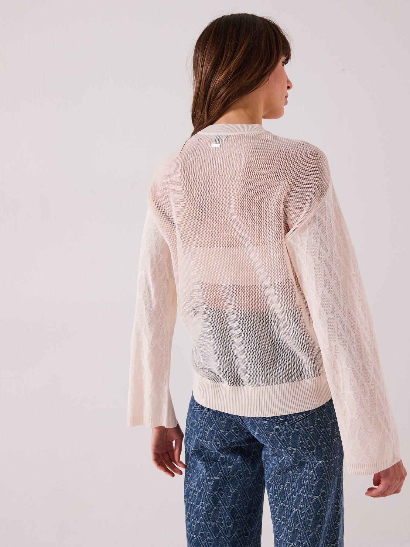  image of armani-exchange-knitted-viscose-logo-jumper-cream