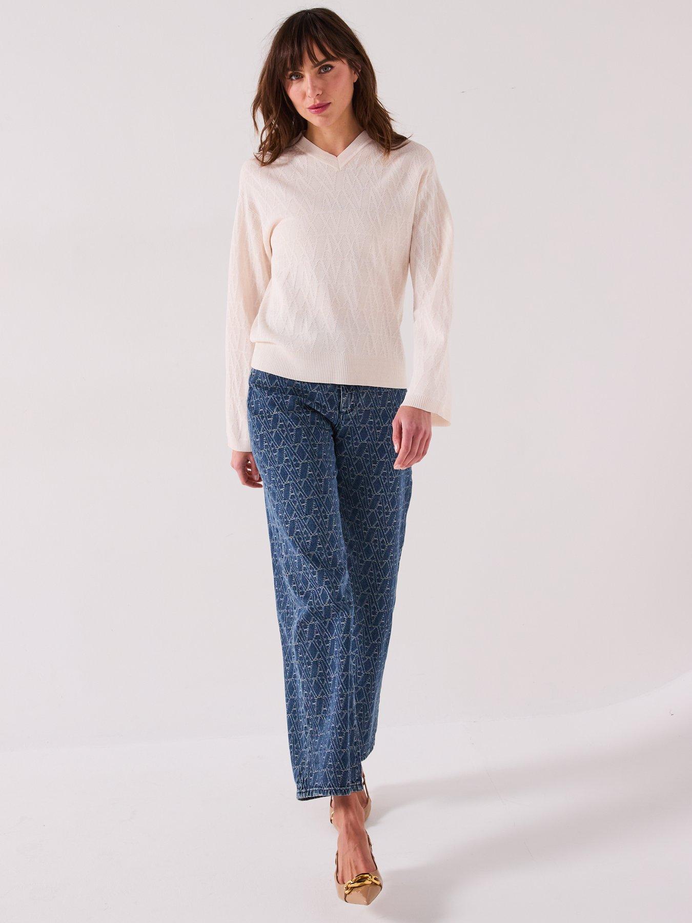  image of armani-exchange-knitted-viscose-logo-jumper-cream