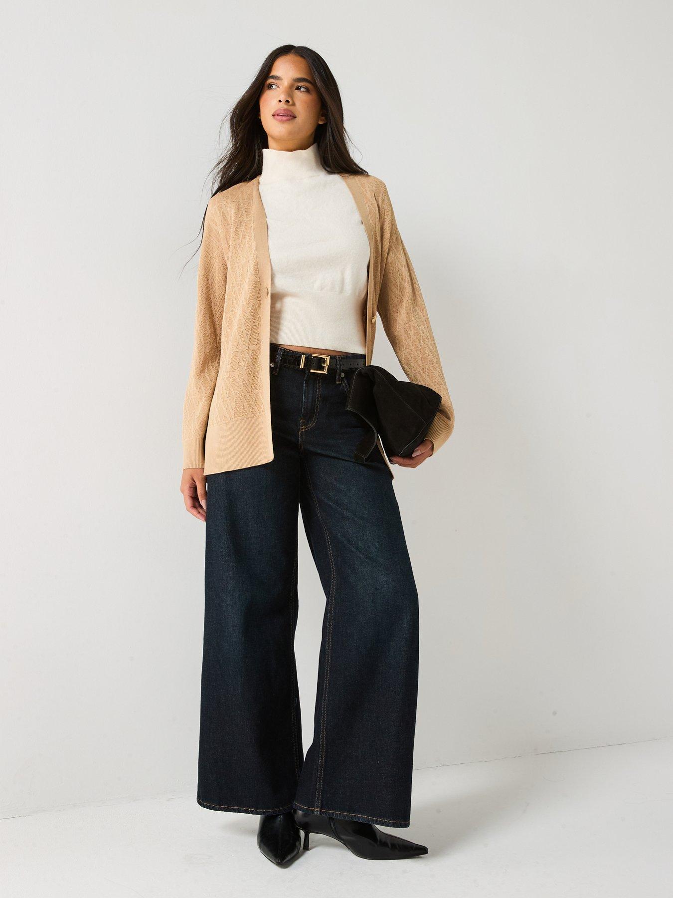  image of armani-exchange-knitted-viscose-logo-cardigan-beige